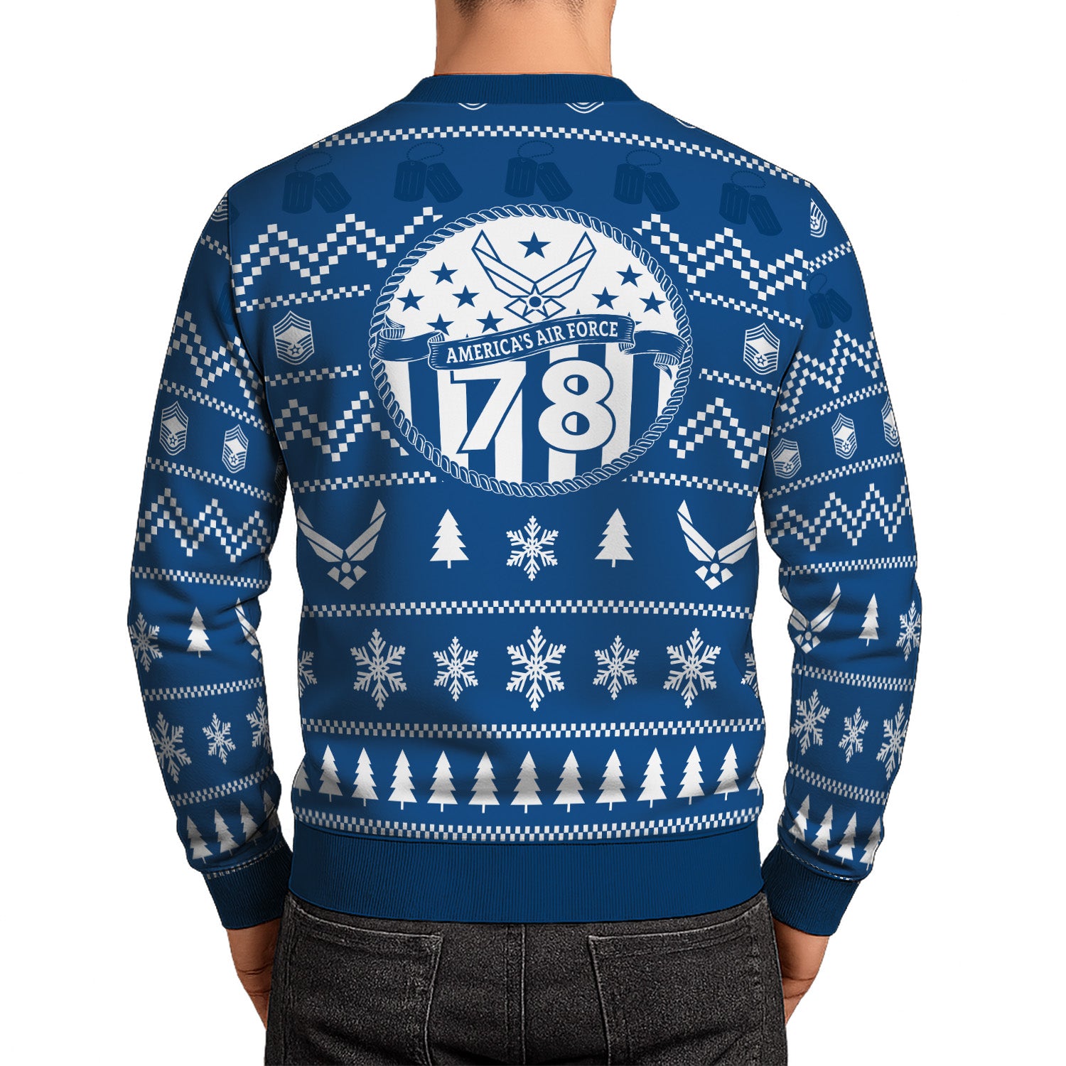 Custom Ranks US Air Force Ugly Christmas Sweater for Women Men TUST01