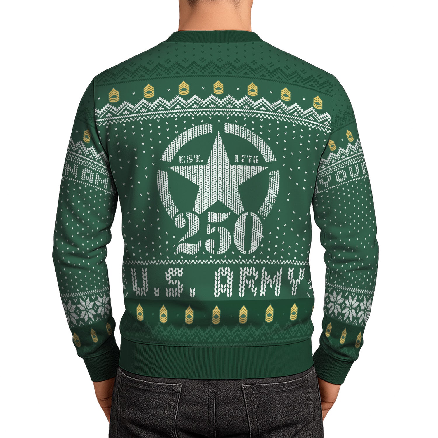 Custom Ranks And Text US Army Ugly Christmas Sweater for Women Men TUST04