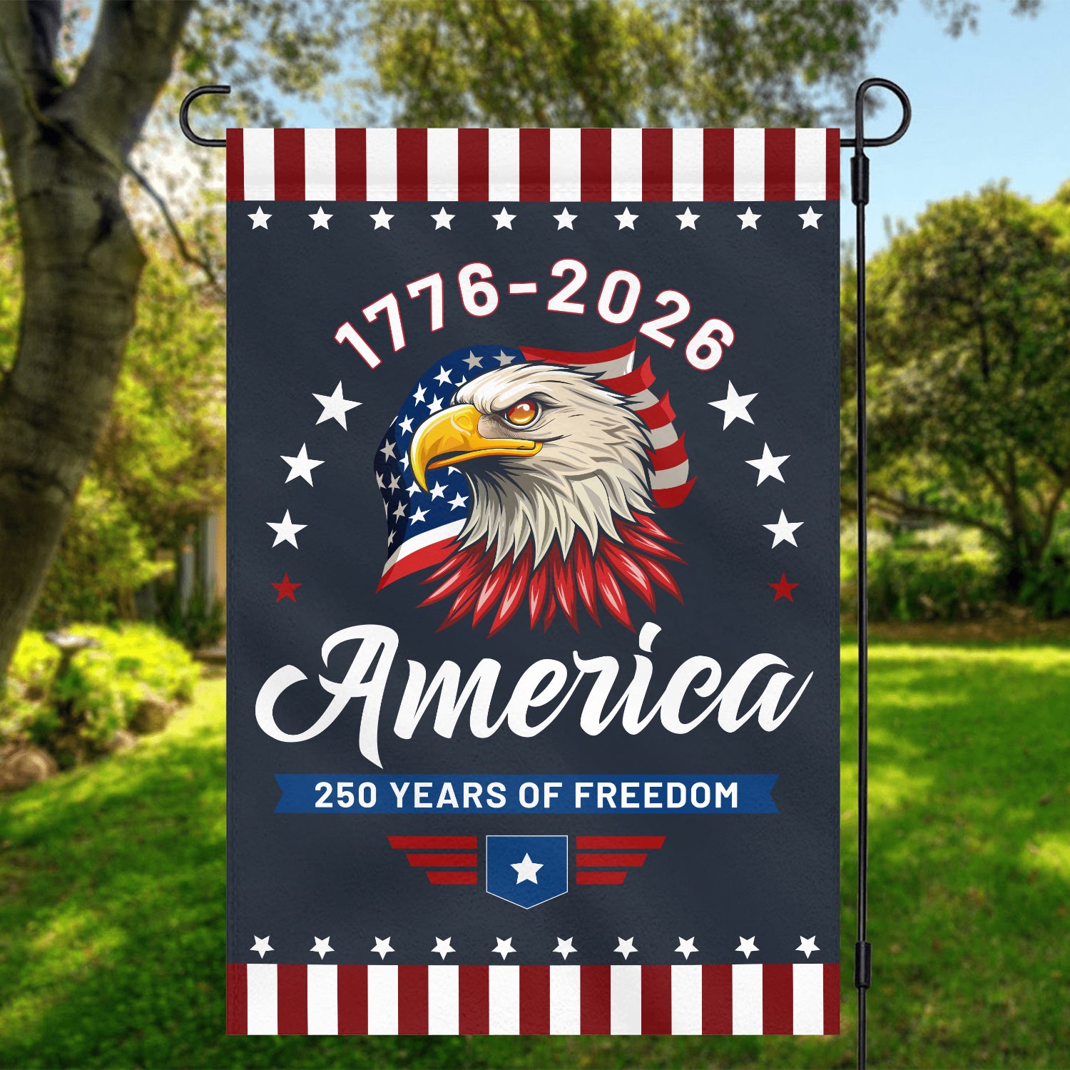 1776-2026 America 250 Years Of Freedom Garden Flag 12''x18'' Twin-Side Printing