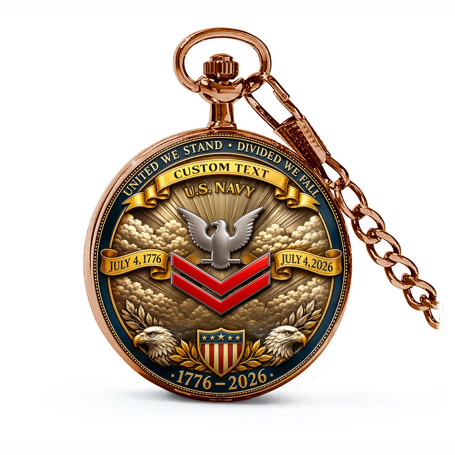 Custom Rank Name Navy Pocket Watch 250th Anniversary Gift