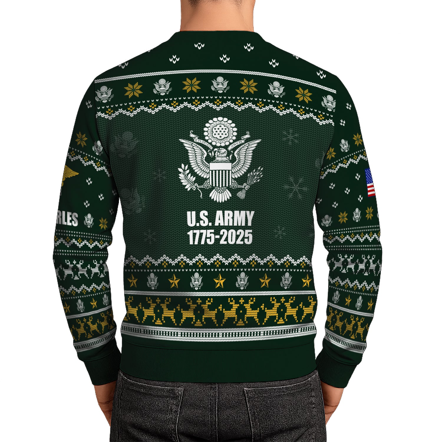 Custom Ranks And Text US Army Ugly Christmas Sweater for Women Men JUST02
