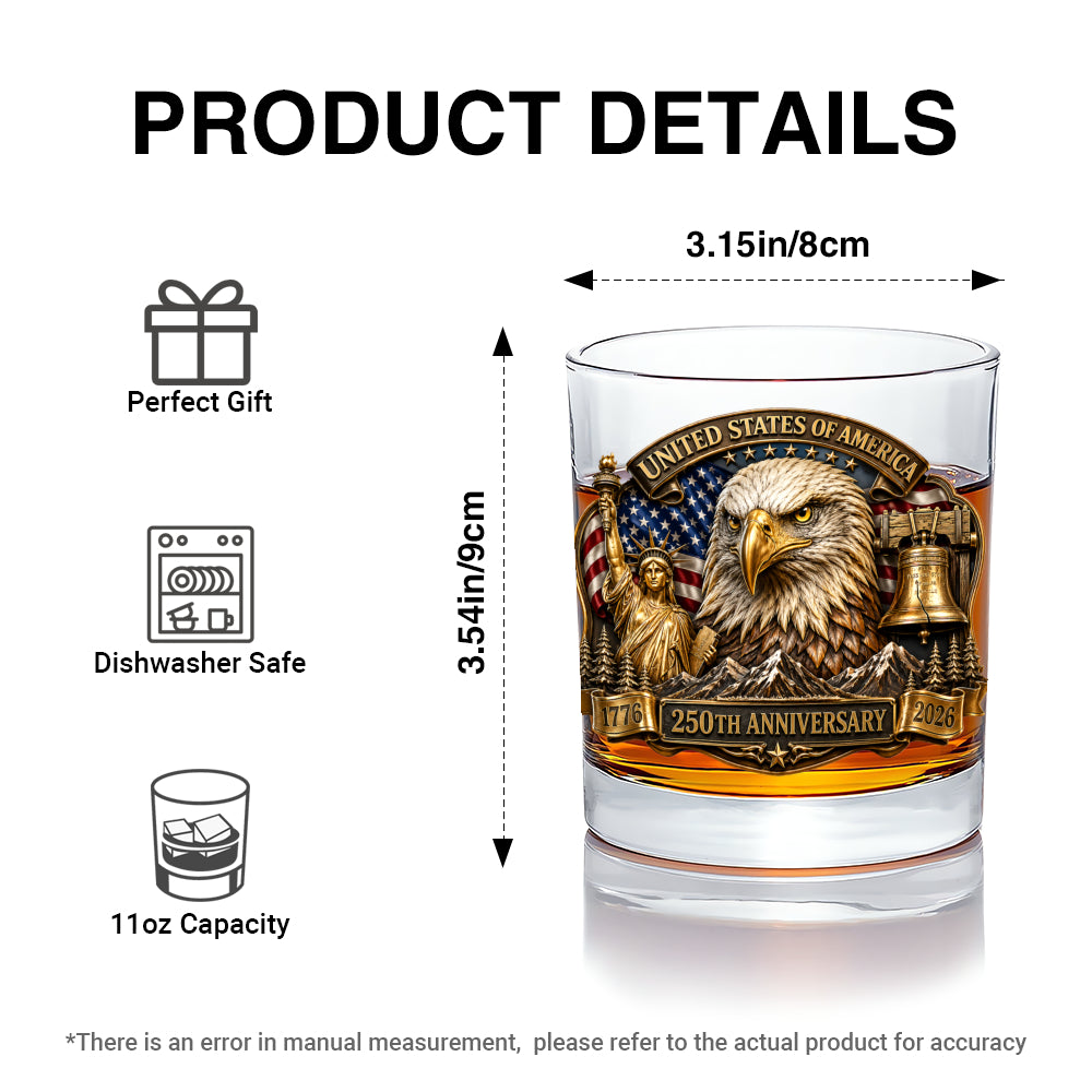 USA Anniversary Whiskey Glass 250 Years of Liberty