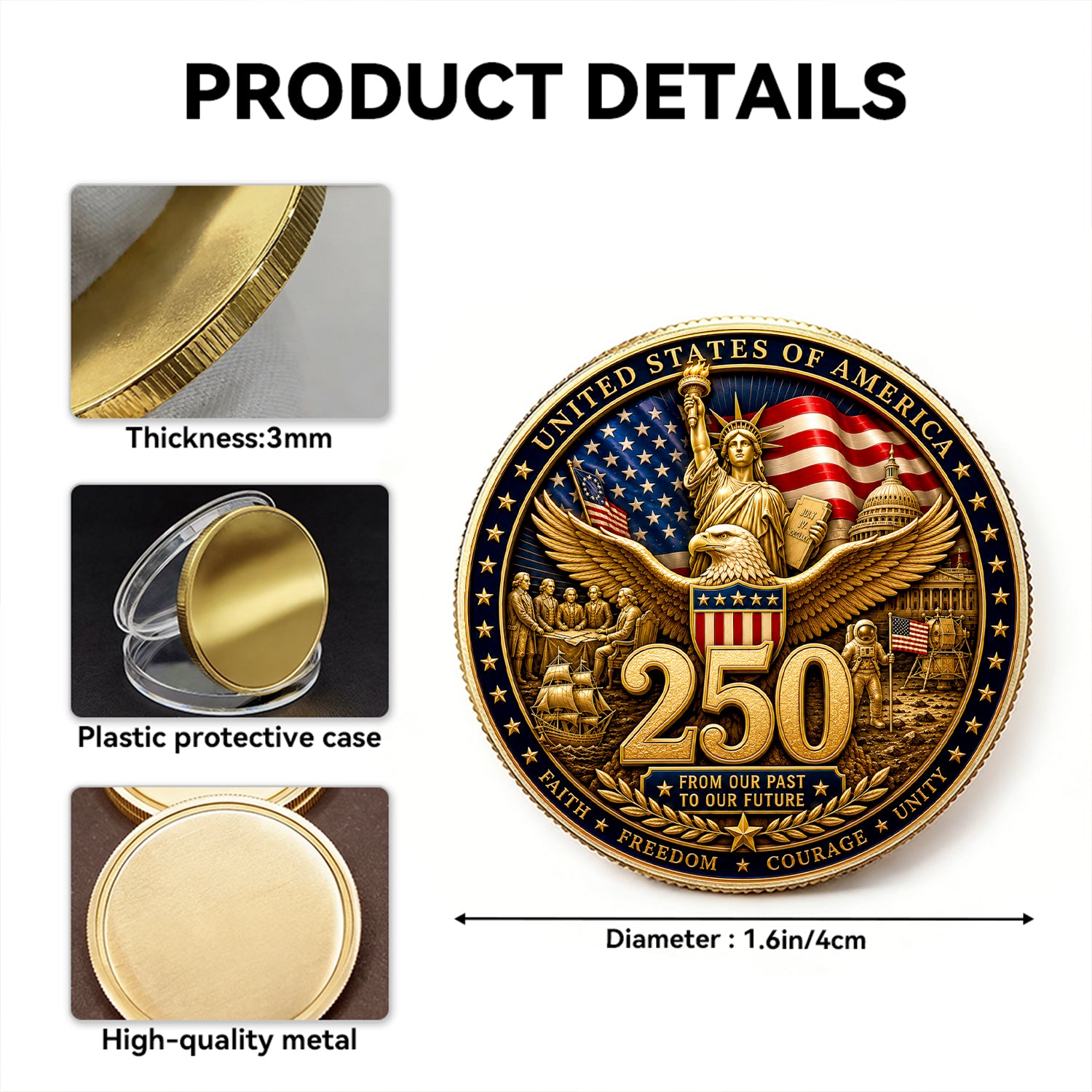 Custom USMC Rank Coin 1776-2026 Military Anniversary Keepsake
