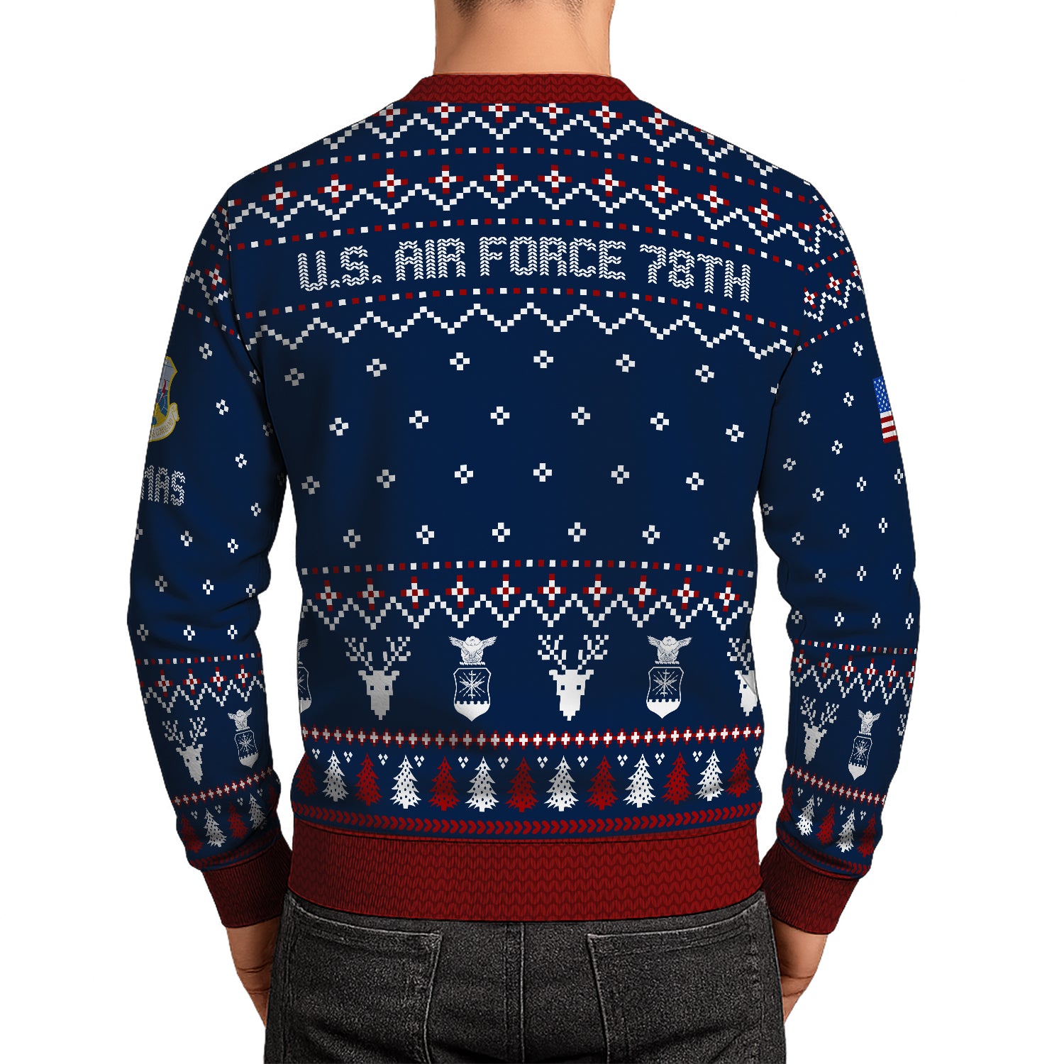 Custom Ranks And Text US Air Force Ugly Christmas Sweater for Women Men JUST01
