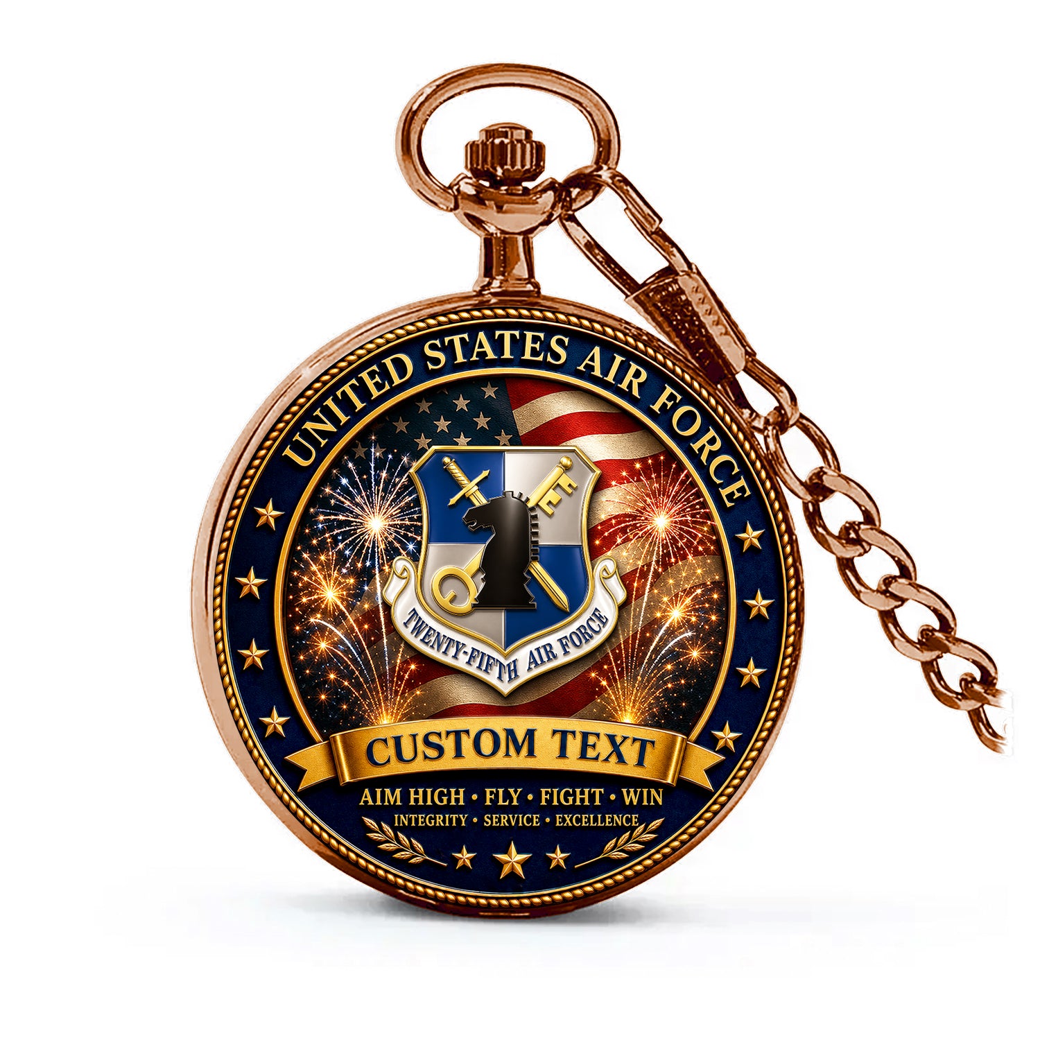 Personalized US Air Force Pocket Watch Veteran Memorial Gift