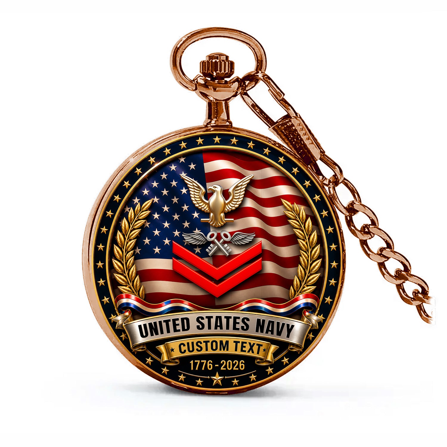 Personalized US Navy Anniversary Pocket Watch Military Keepsake