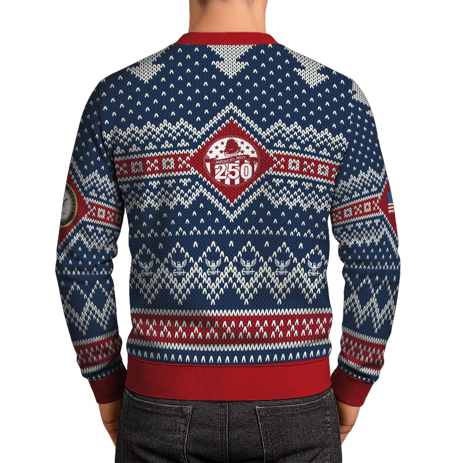 Personalized US Navy Christmas Ugly Sweater TUST09