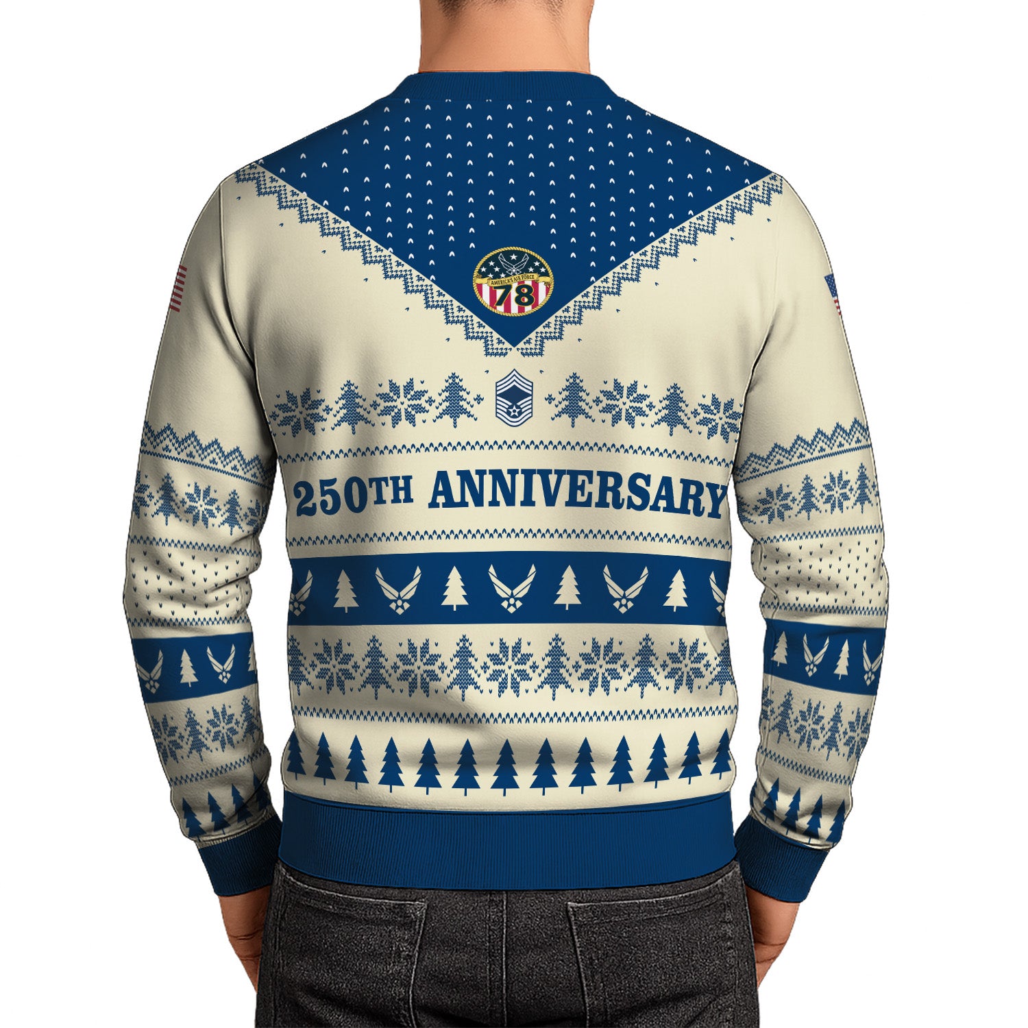 Custom Ranks US Air Force Ugly Christmas Sweater for Women Men TUST05