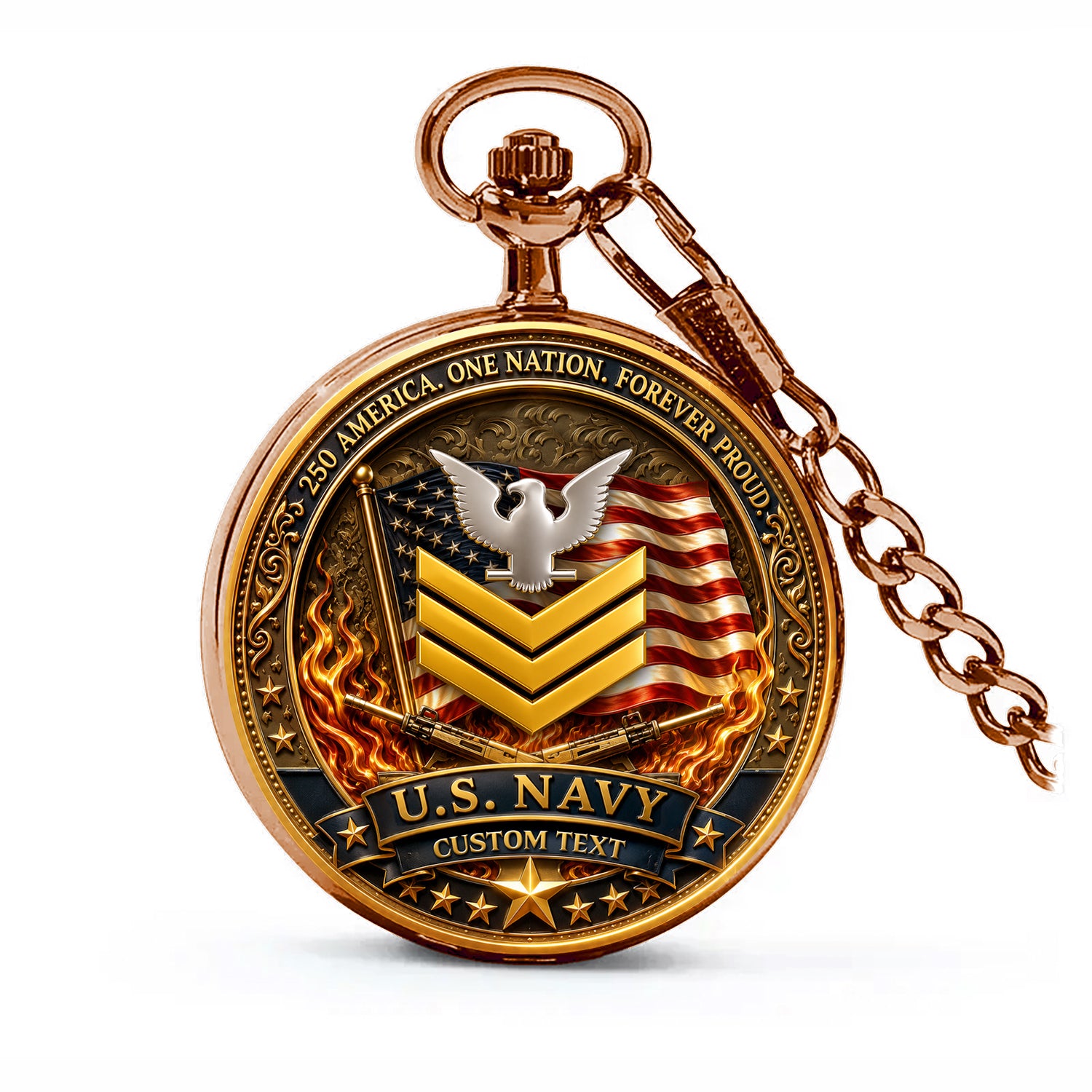US Navy Veteran Pocket Watch Personalized Service Recognition Gift