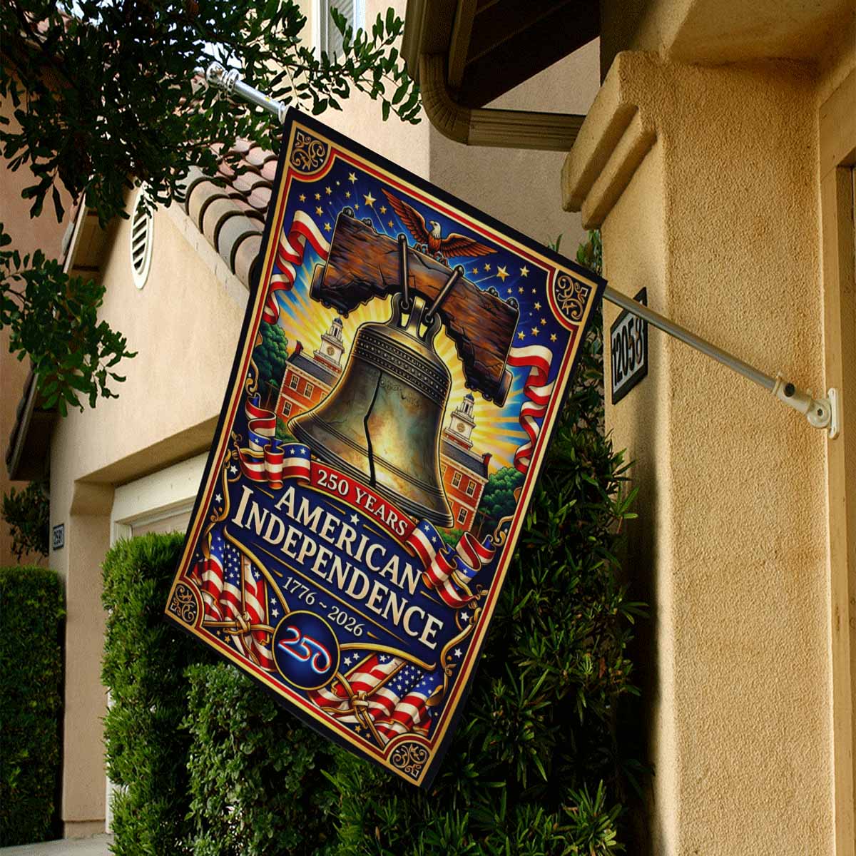 America 250 House Flag – 250 Years American Independence Liberty Bell 1776–2026