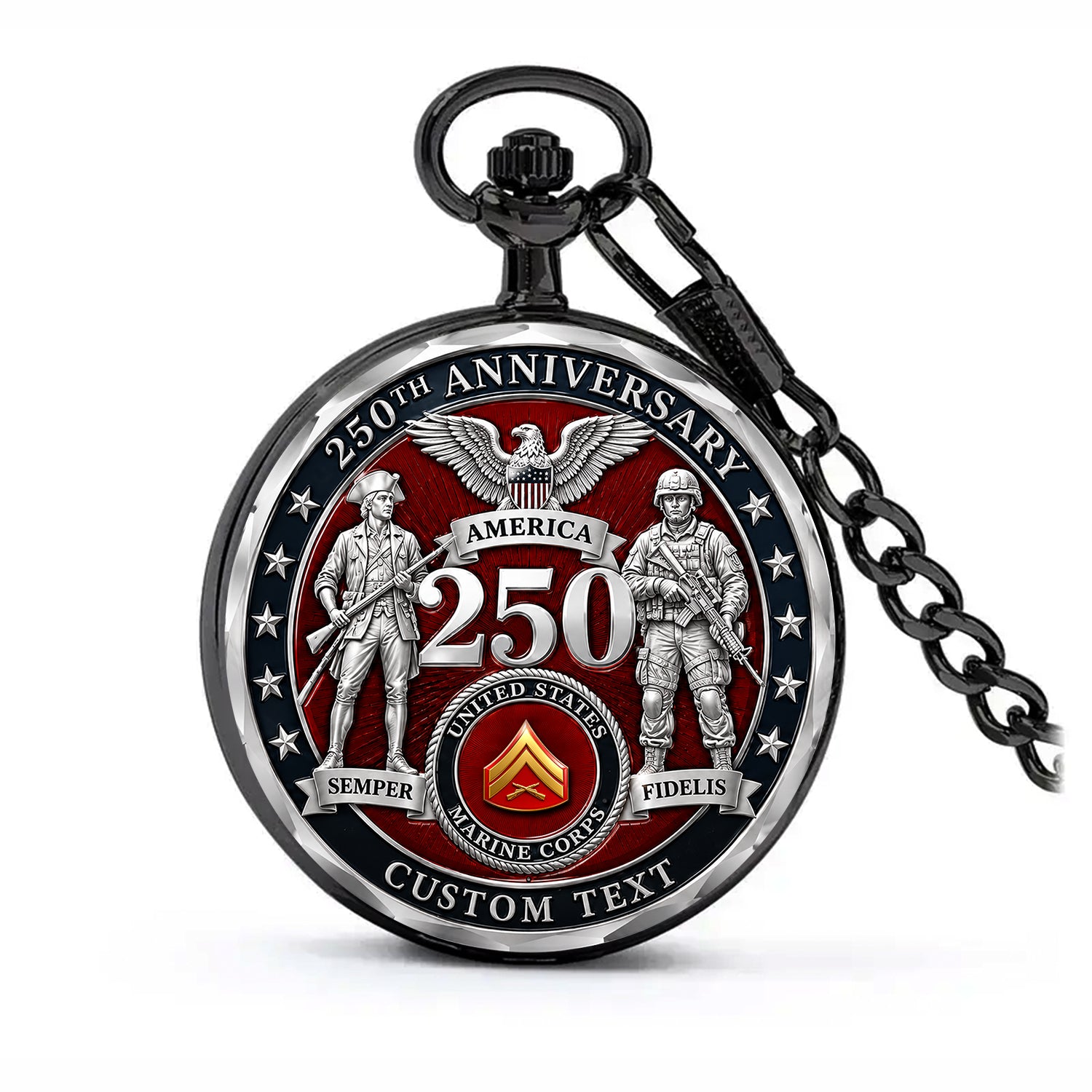 USMC Veteran Pocket Watch Custom Name Rank Keepsake