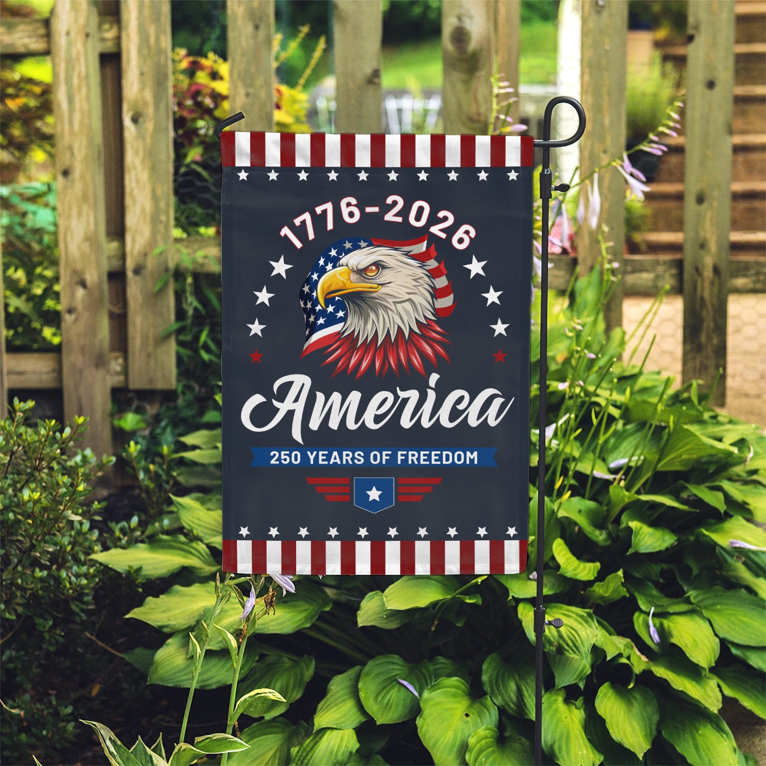 1776-2026 America 250 Years Of Freedom Garden Flag 12''x18'' Twin-Side Printing