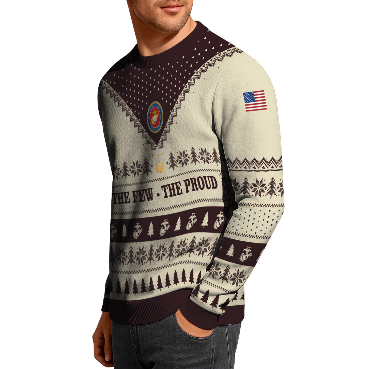 Custom Ranks USMC Ugly Christmas Sweater for Women Men TUST05