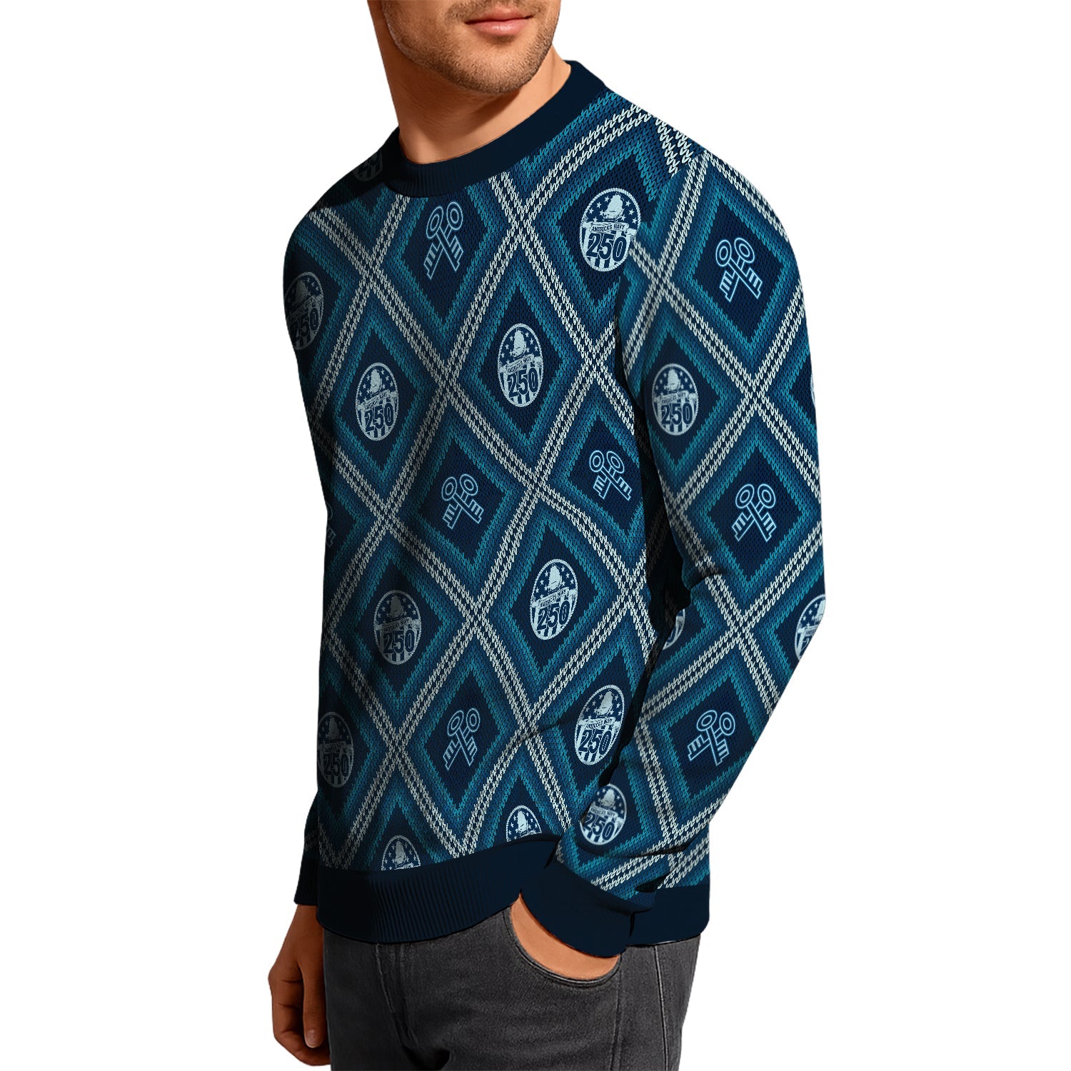 Personalized US Navy Christmas Ugly Sweater JUST10