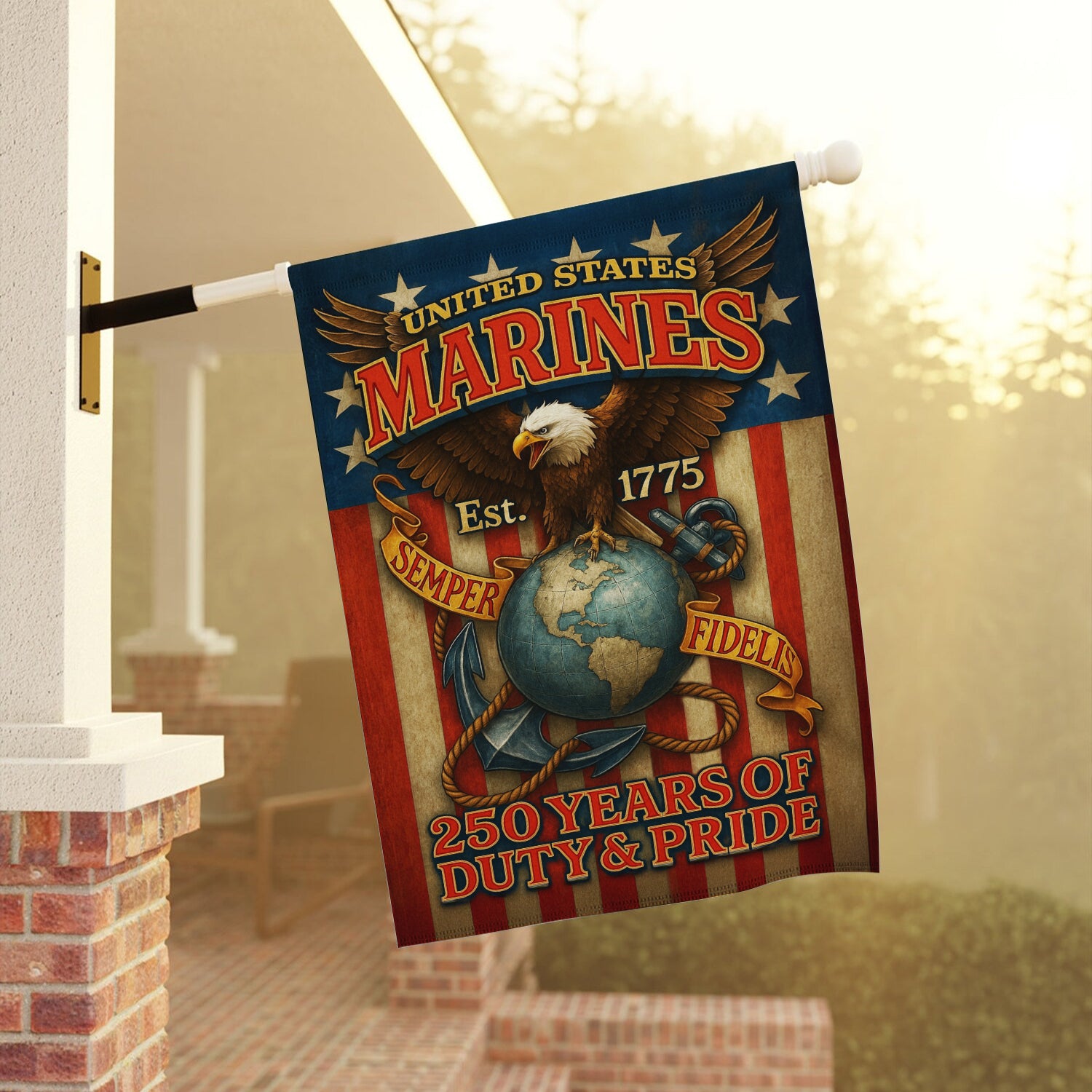 MARlNE 250 Years Duty & Pride House Flag 28" x 40" Twin-Side Printing