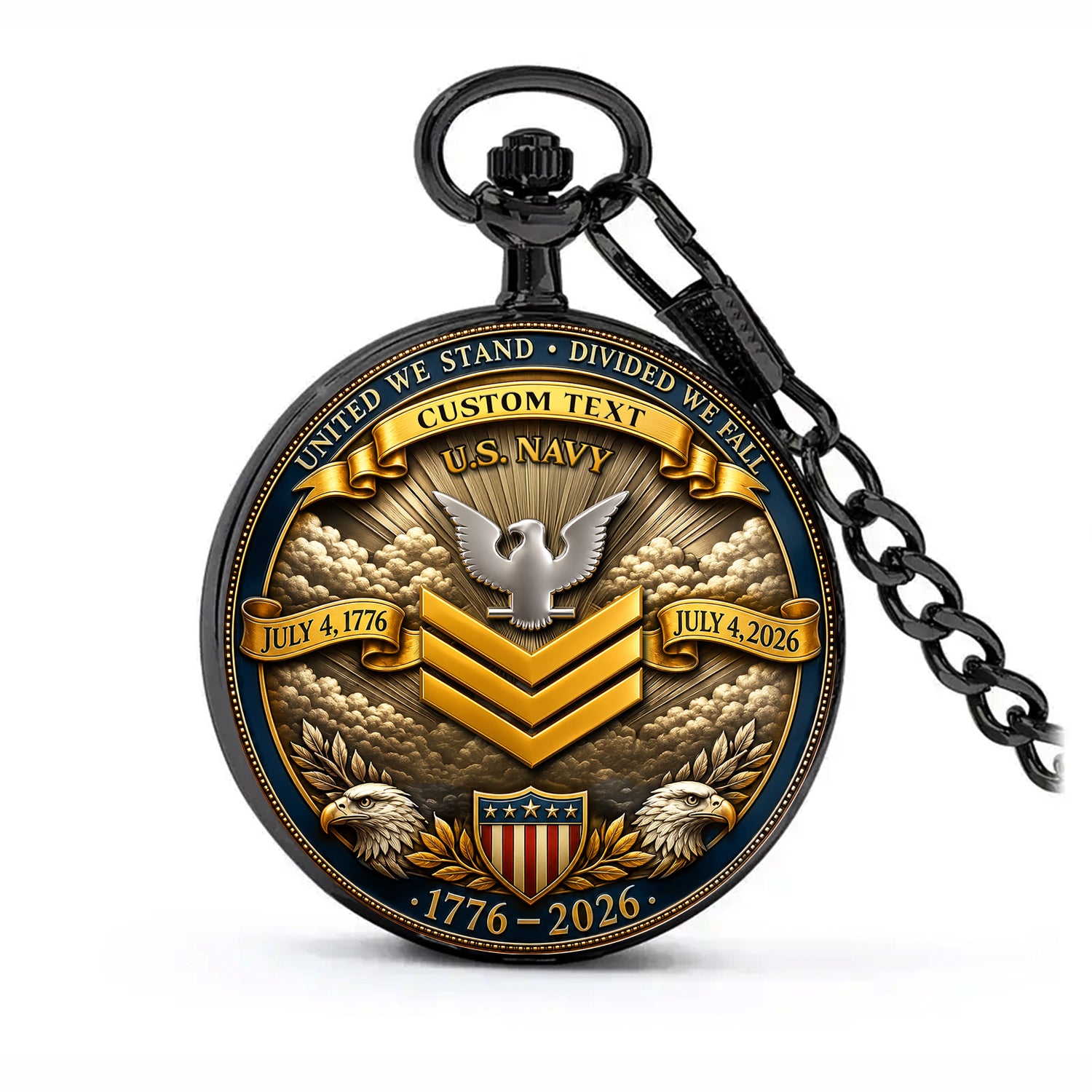 Custom Rank Name Navy Pocket Watch 250th Anniversary Gift
