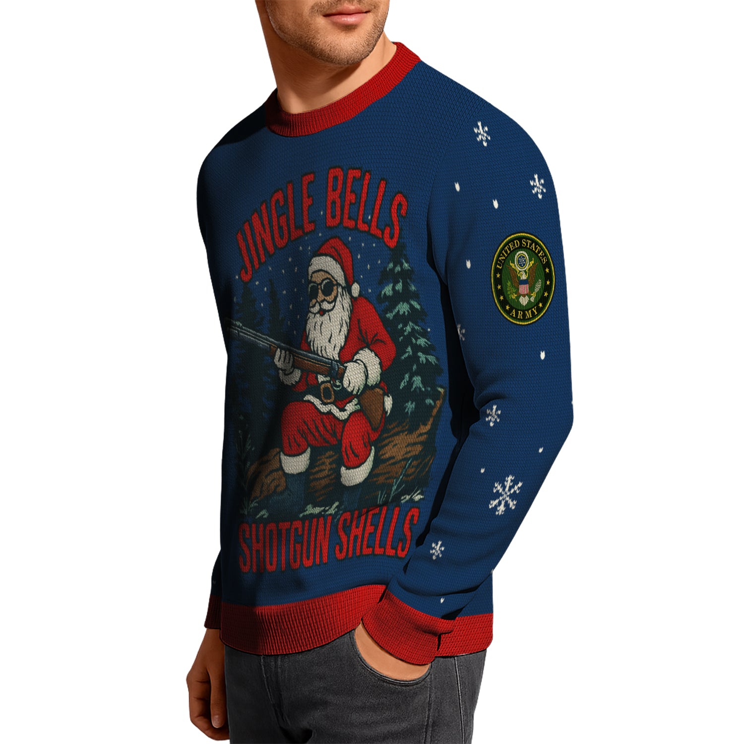US Army Jingle Bells Shotgun Sells Ugly Christmas Sweater