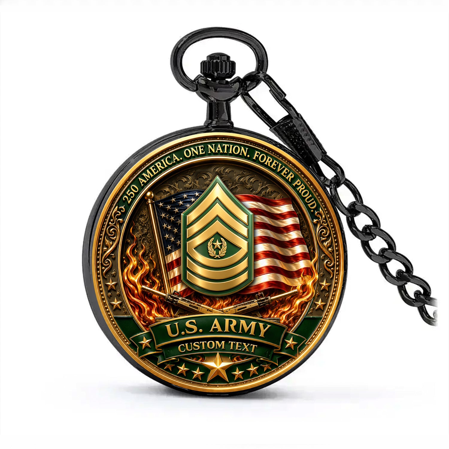 Army 250 Years Independence Pocket Watch Custom Gift