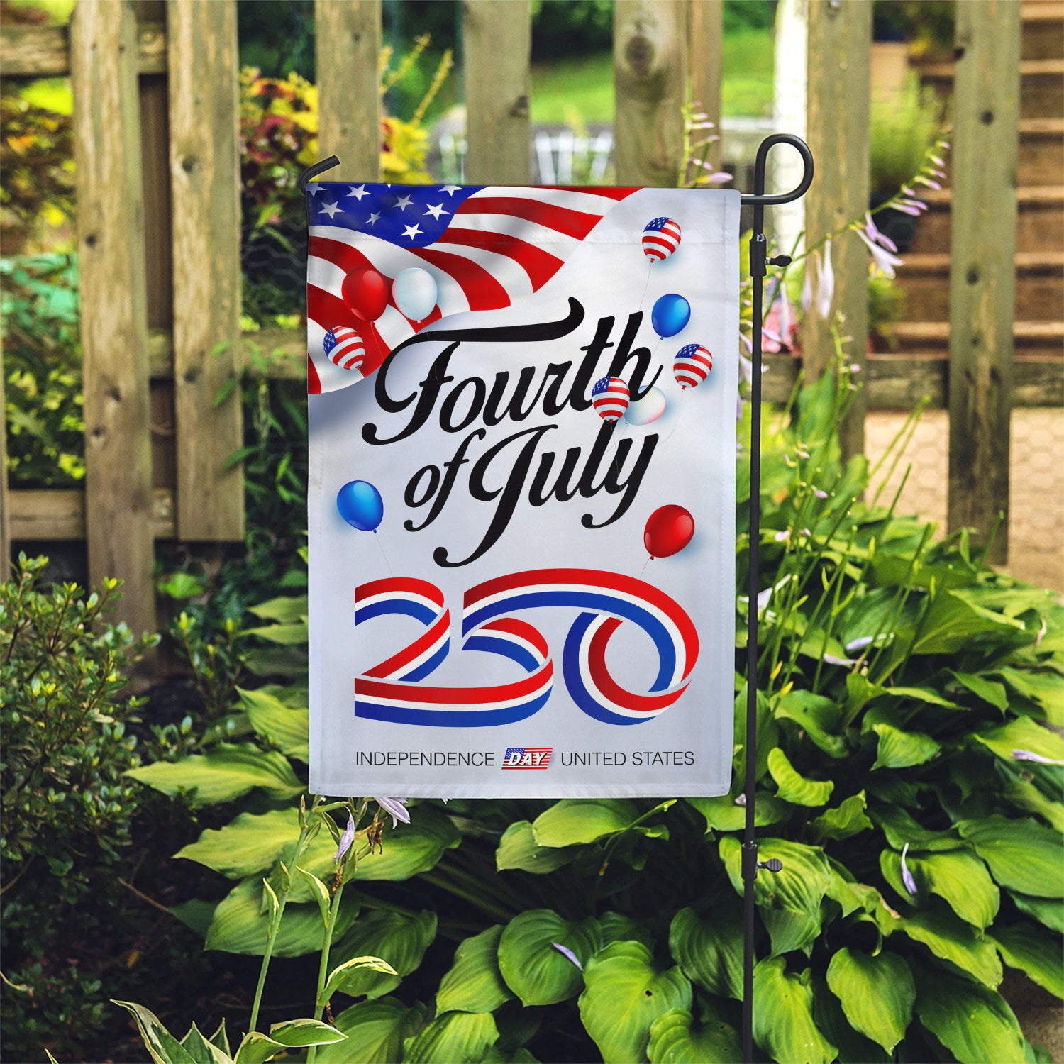 Fourth of July 250 Garden Flag 12''x18'' Twin-Side Printing