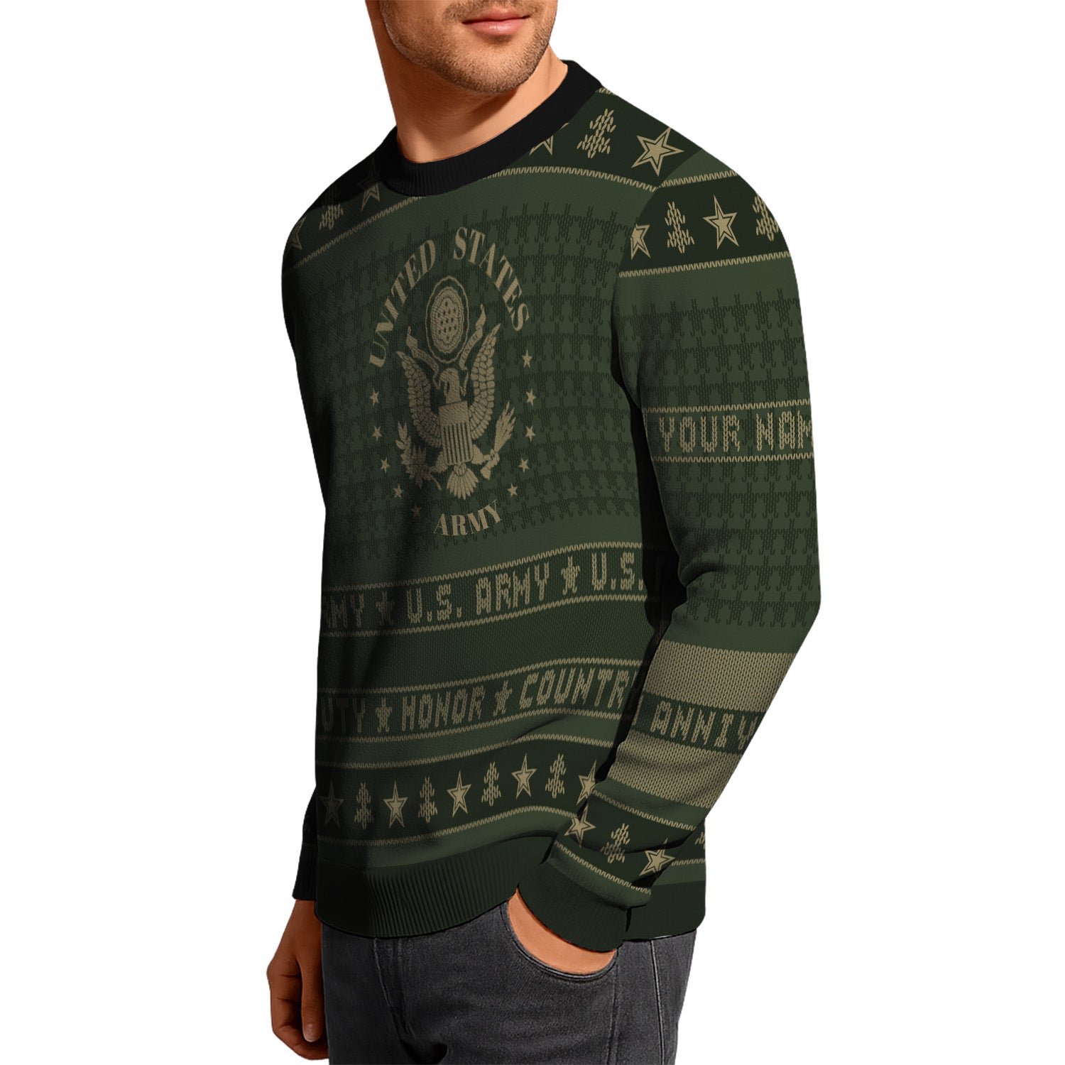 Personalized US Army Ugly Christmas Sweater TUST06
