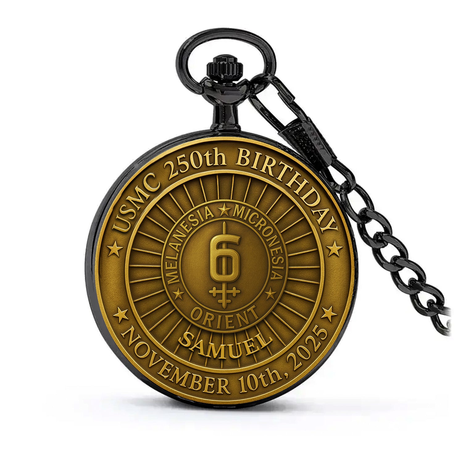 Personalized MARlNE 250th Birthday - Custom 3D Effect Printed Pocket Watch