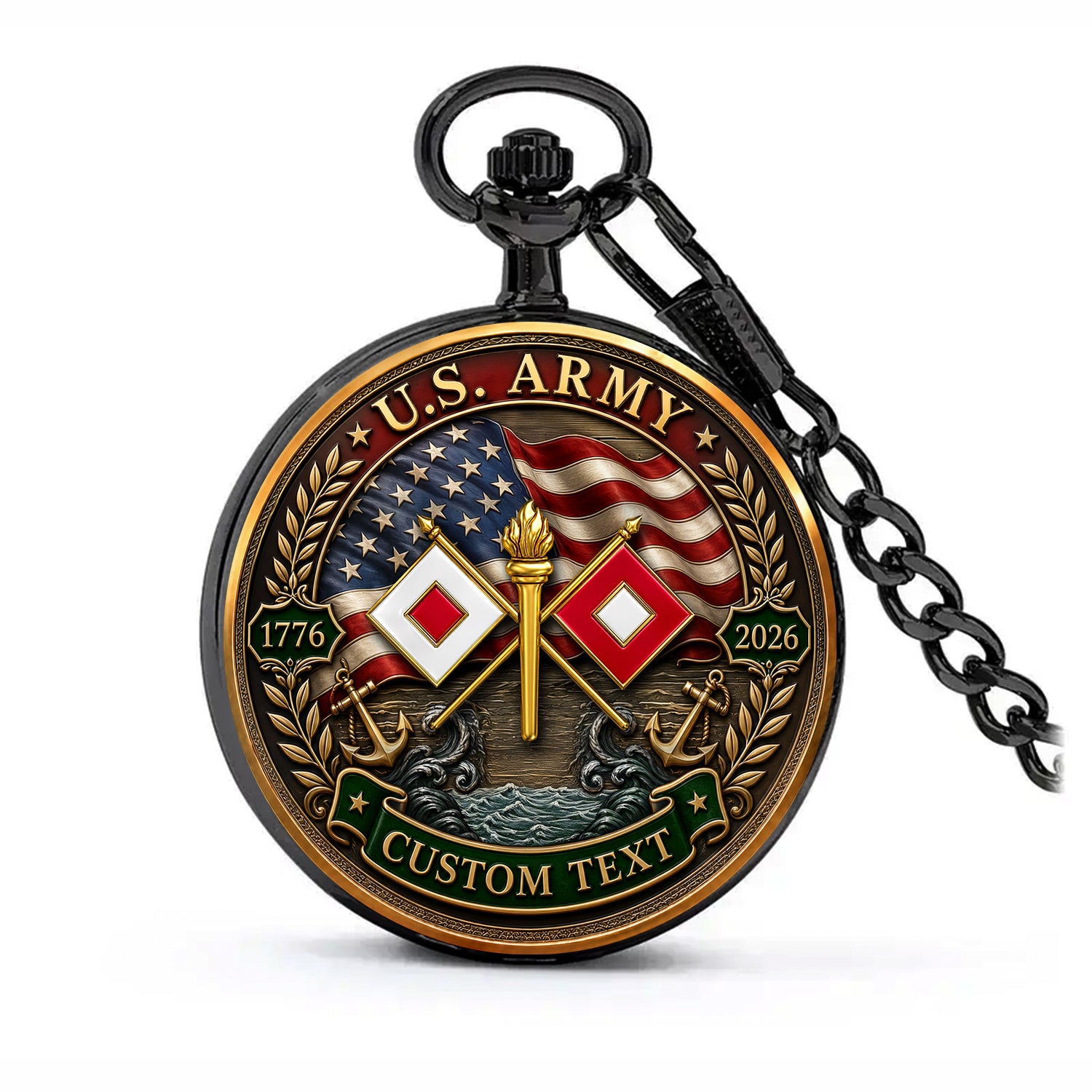 Army Veteran Gift Pocket Watch Personalized Rank Name