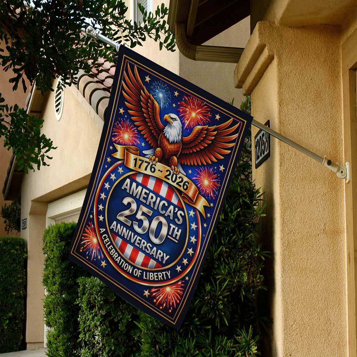 America 250 House Flag – 250th Anniversary Celebration of Liberty Patriotic Decor