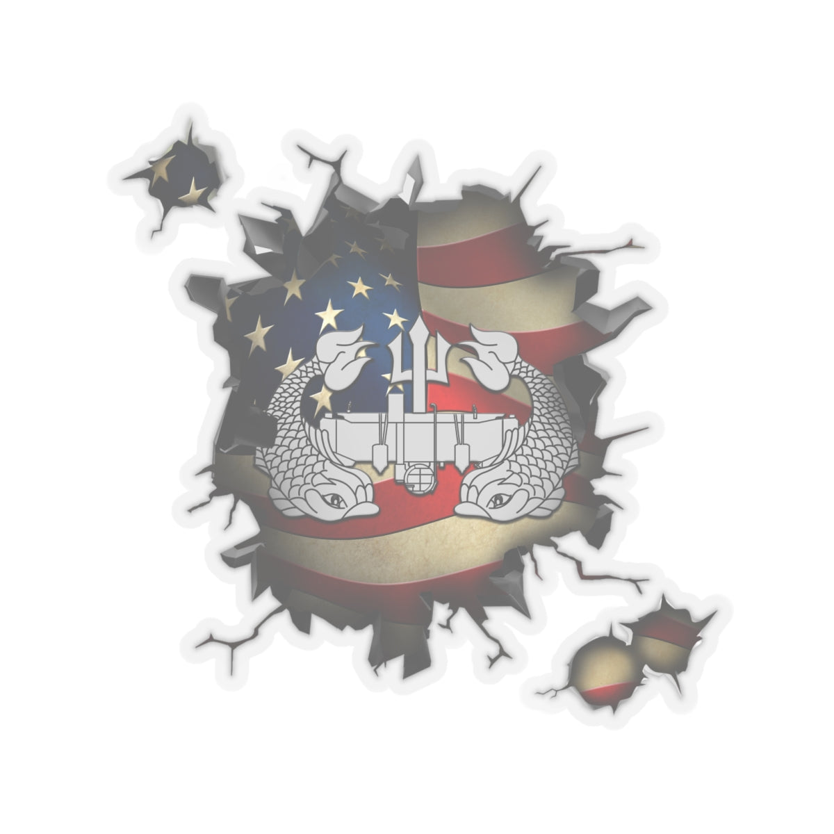 US Navy Deep Submergence Enlisted Badge 3D Break Effect Stickers