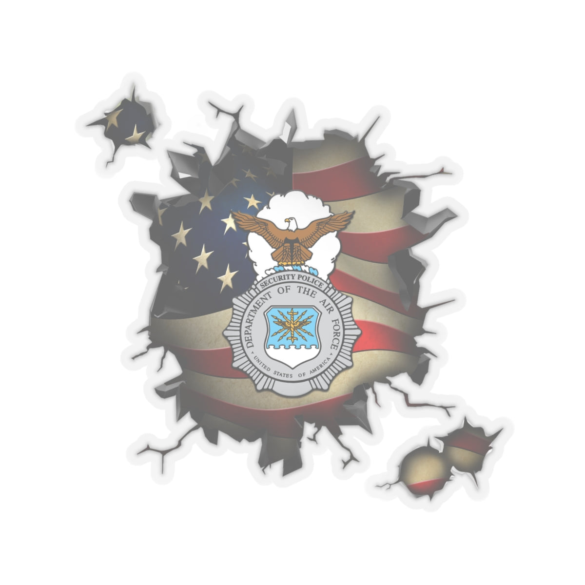 US Air Force Security Police 3D Break Effect Stickers