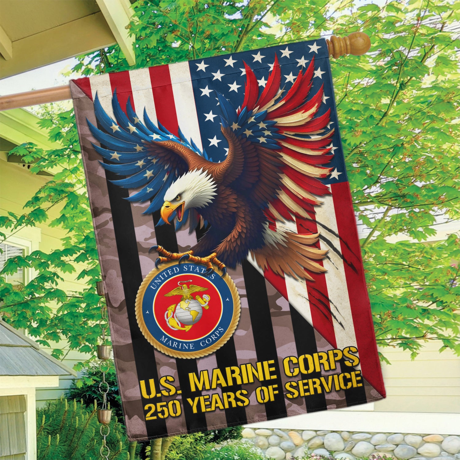 MARlNE 250 Years Of Service House Flag 28" x 40" Twin-Side Printing