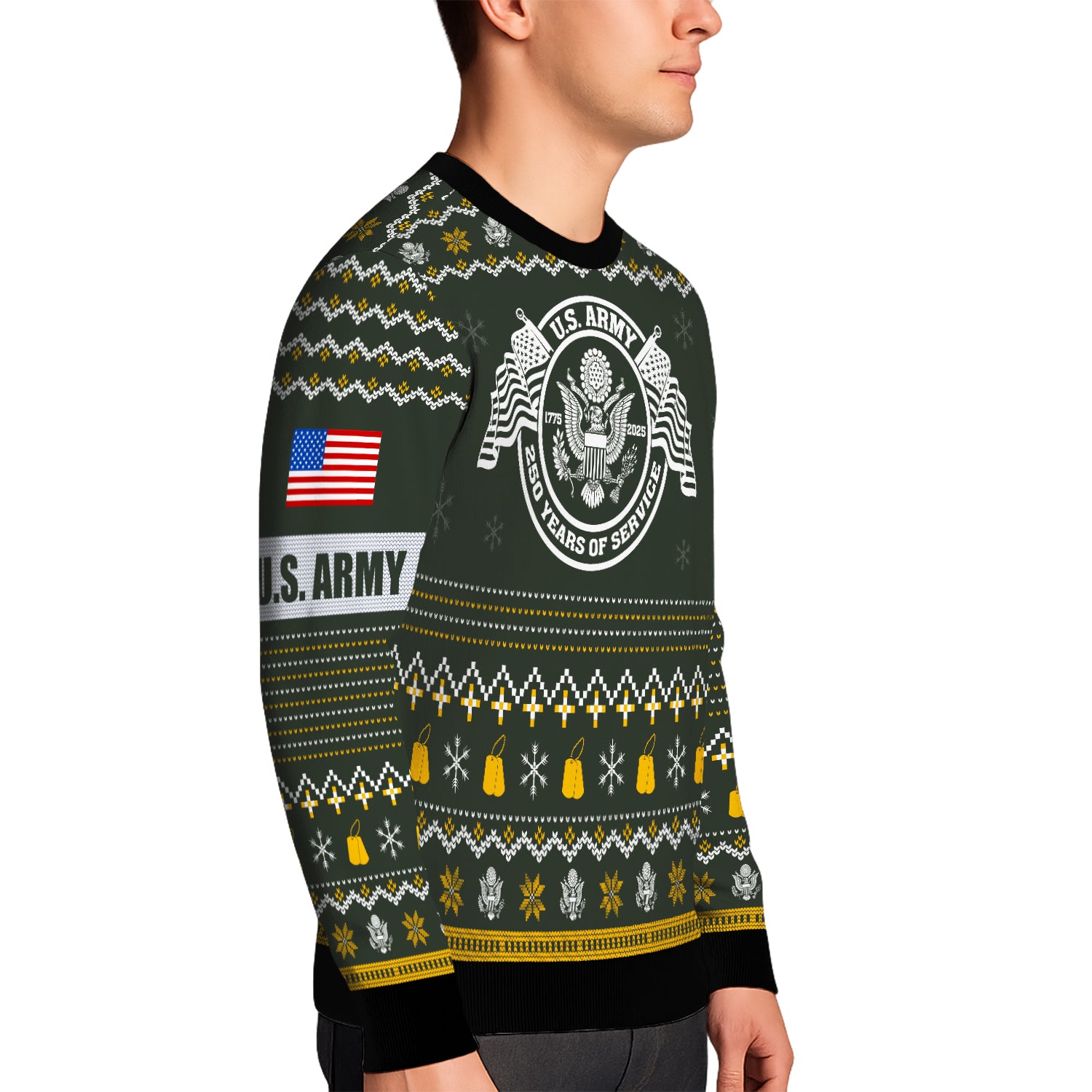 Custom Ranks And Text US Army Ugly Christmas Sweater for Women Men JUST04