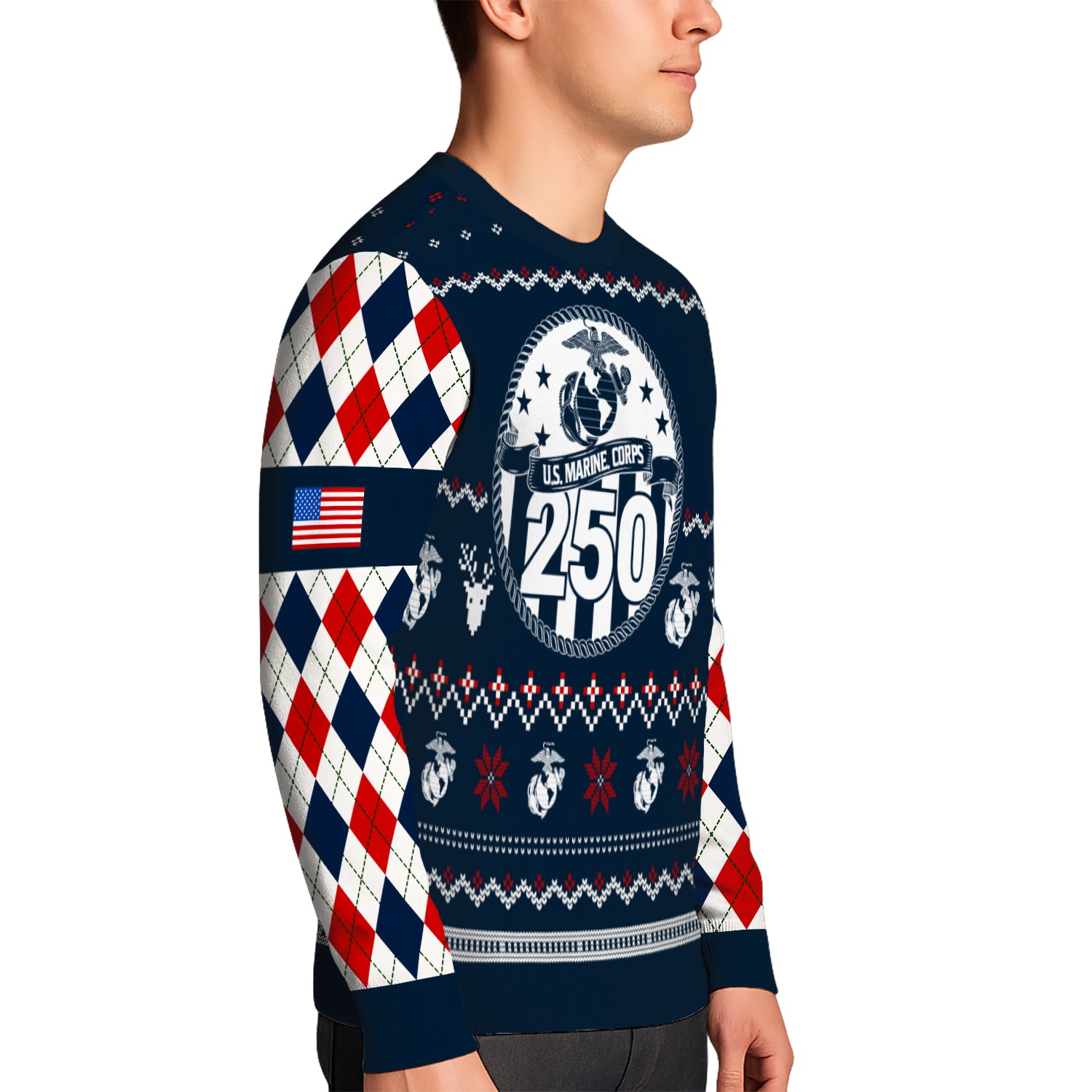 Custom Ranks And Text USMC Ugly Christmas Sweater for Women Men JUST05