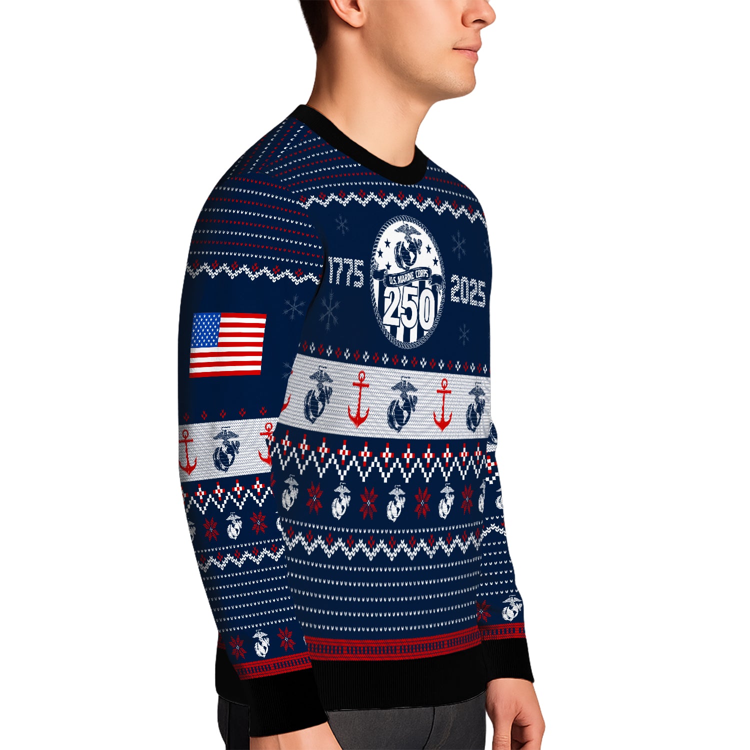 Custom Ranks And Text USMC Ugly Christmas Sweater for Women Men JUST03