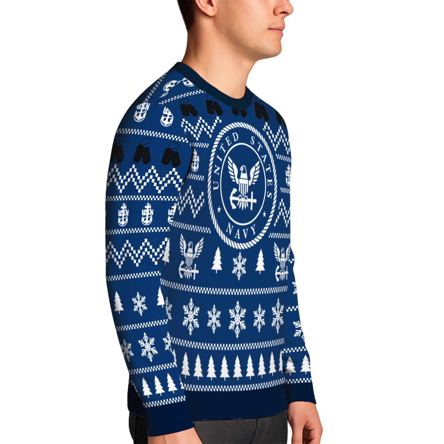 Custom Ranks US Navy Ugly Christmas Sweater for Women Men TUST01