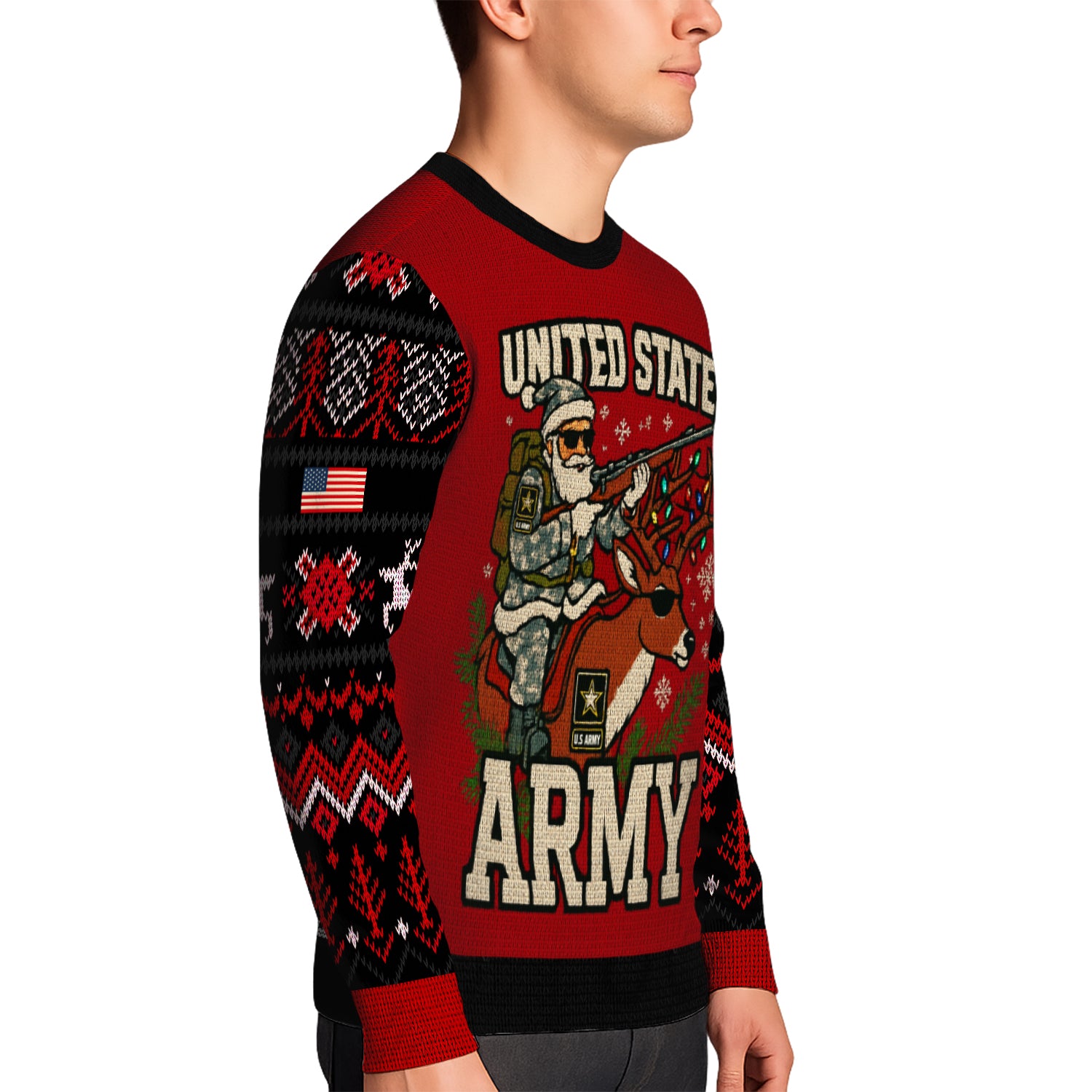 US Army Santa Cloud Soldier Ugly Christmas Sweater