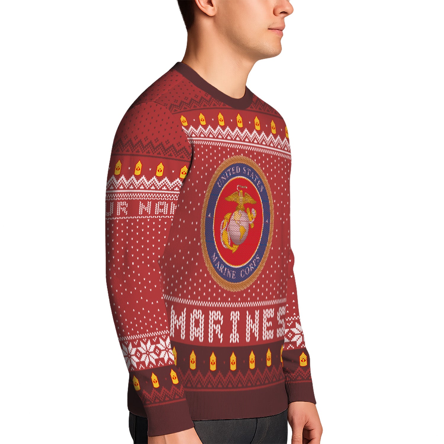 Custom Ranks And Text USMC Ugly Christmas Sweater for Women Men TUST04