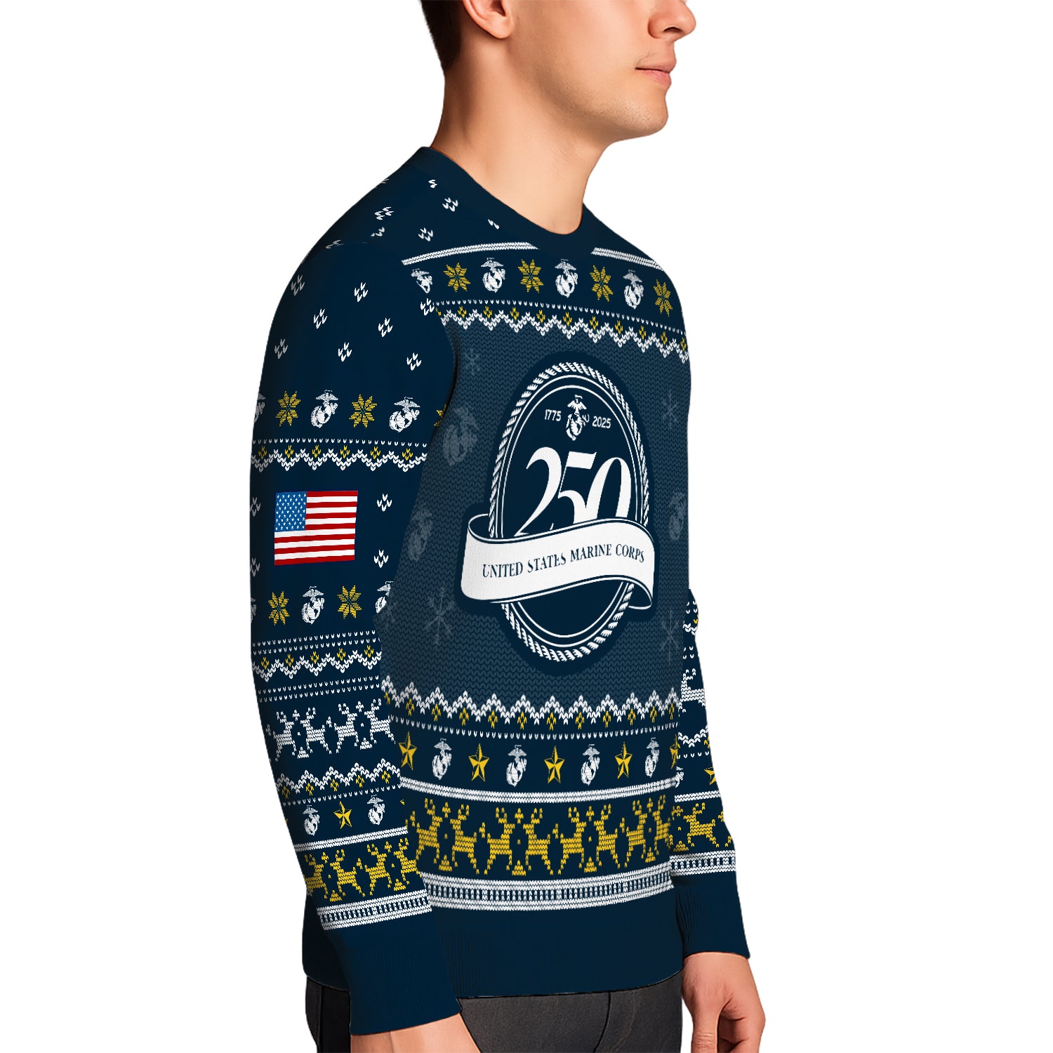 Custom Ranks And Text USMC Ugly Christmas Sweater for Women Men JUST02