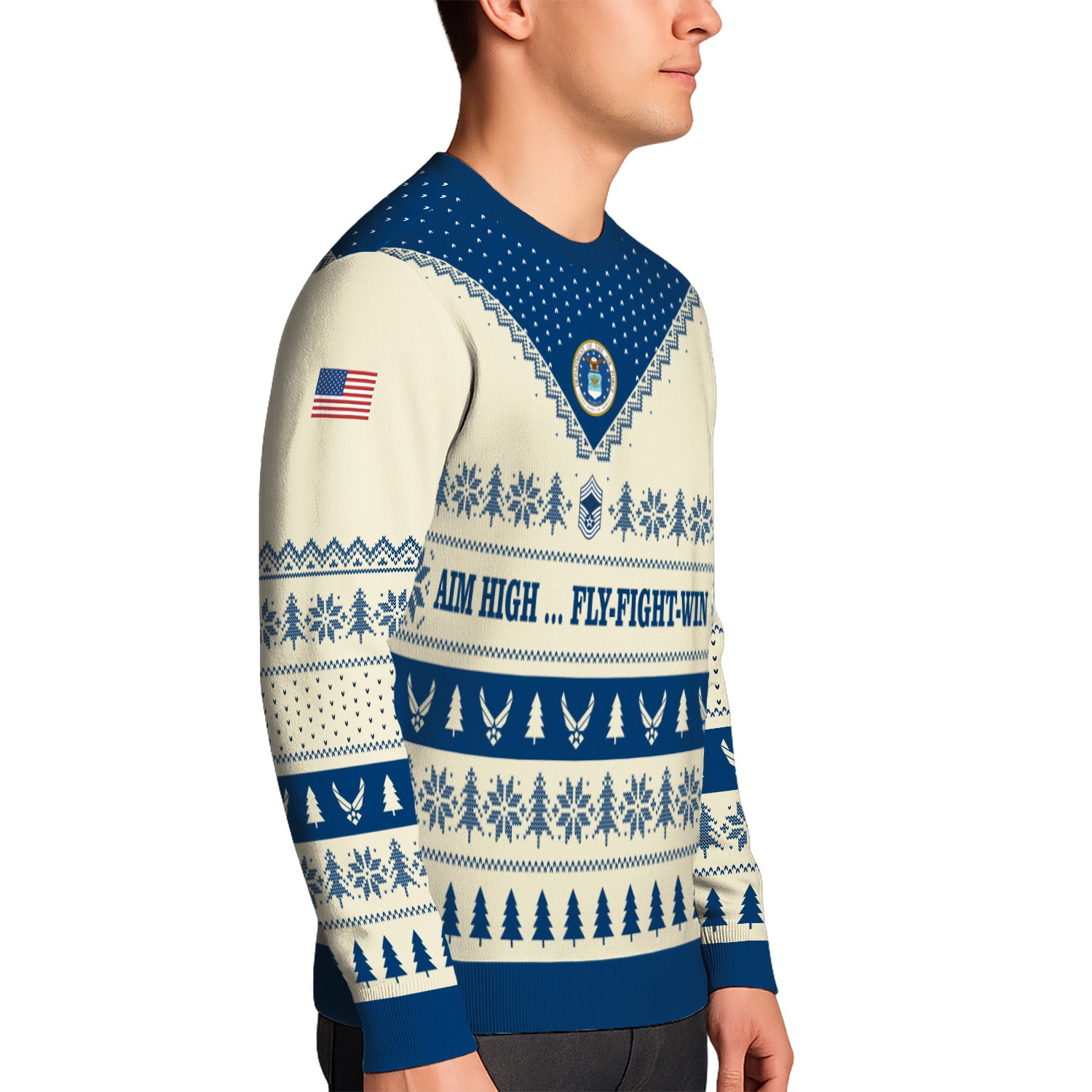 Custom Ranks US Air Force Ugly Christmas Sweater for Women Men TUST05
