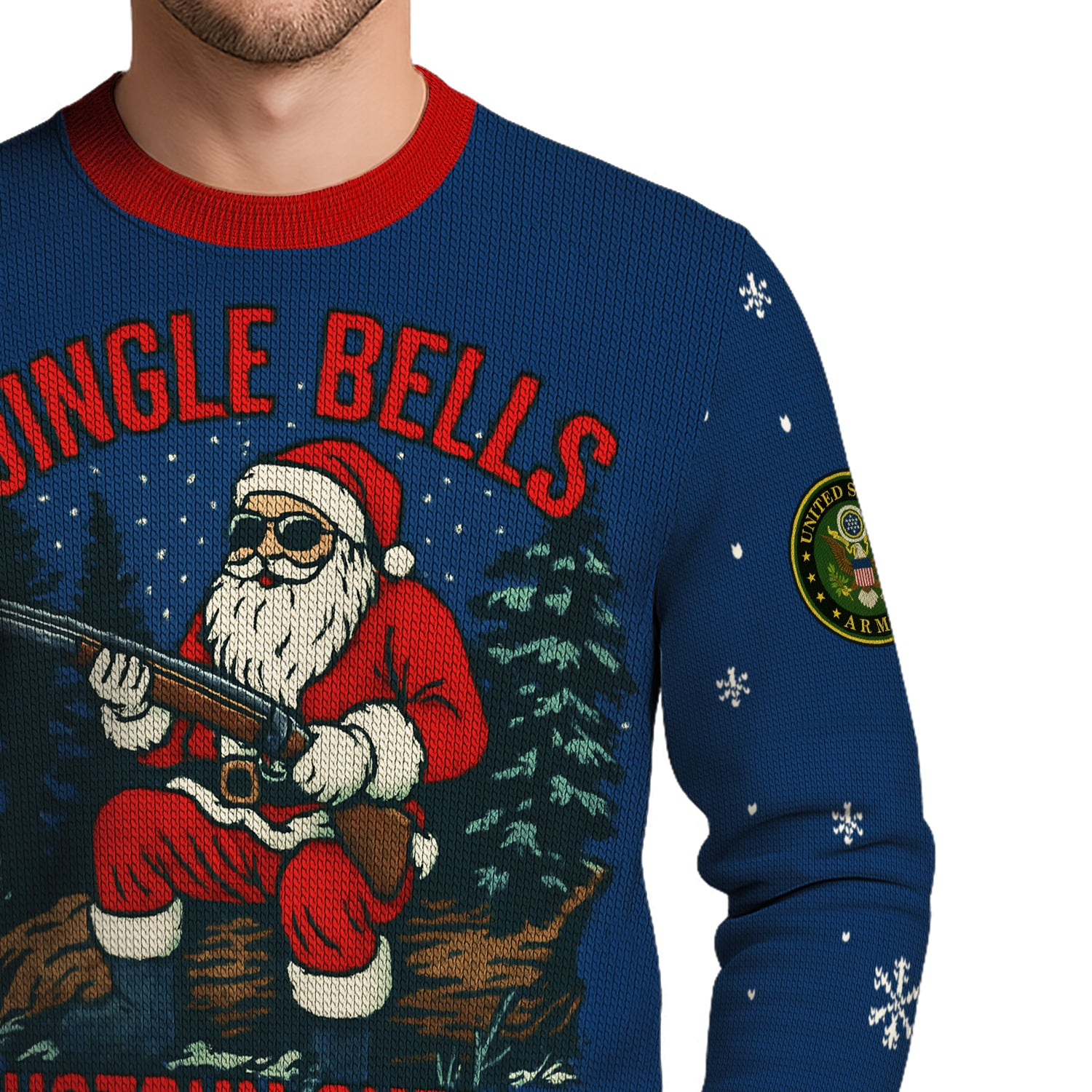 US Army Jingle Bells Shotgun Sells Ugly Christmas Sweater