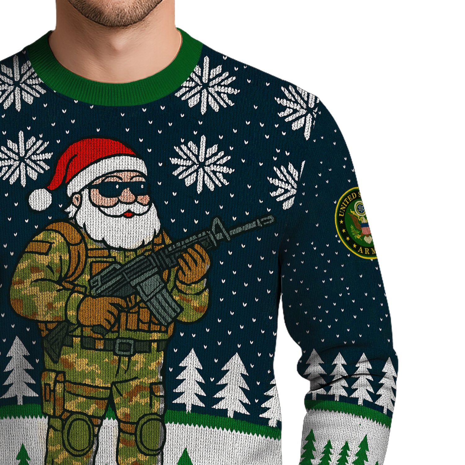US Army Santa Cloud Christmas Ugly Christmas Sweater