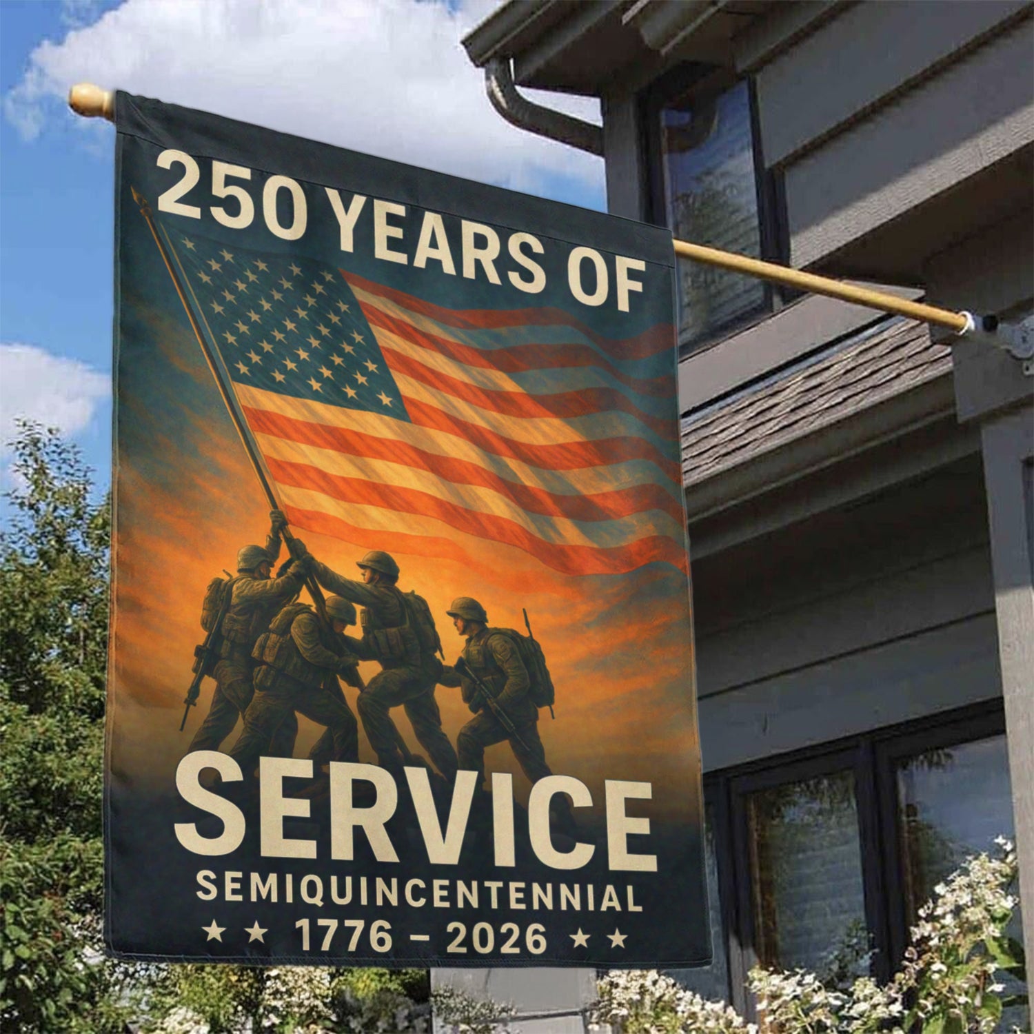 250 Years Of Service House Flag 28''x40'' Twin-Side Printing