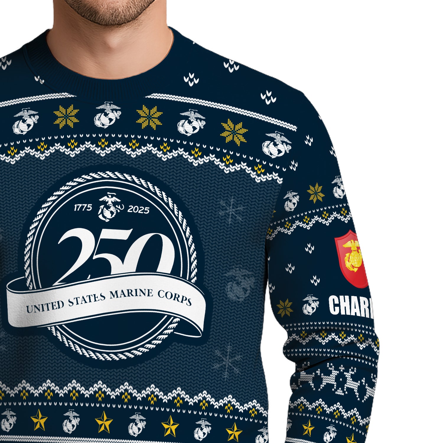 Custom Ranks And Text USMC Ugly Christmas Sweater for Women Men JUST02