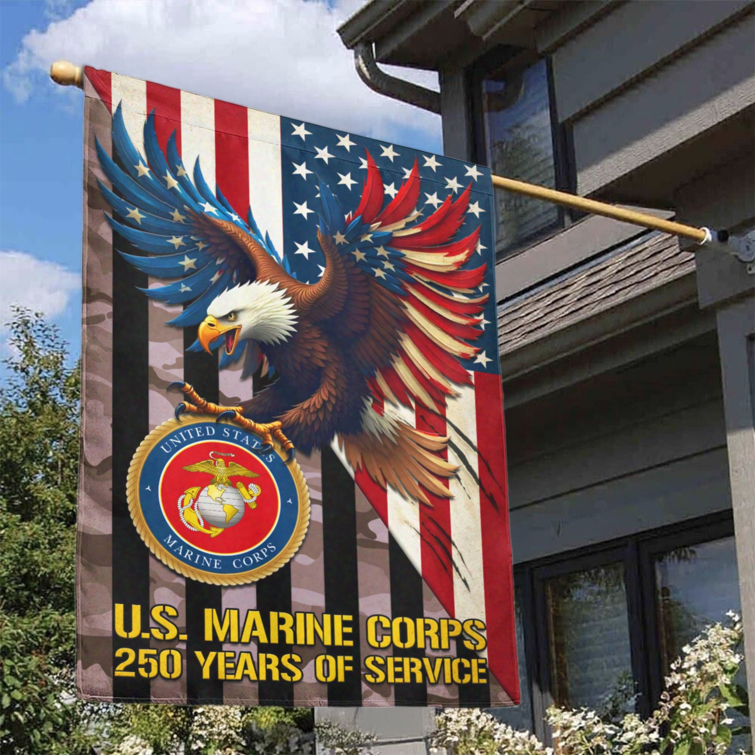 MARlNE 250 Years Of Service House Flag 28" x 40" Twin-Side Printing