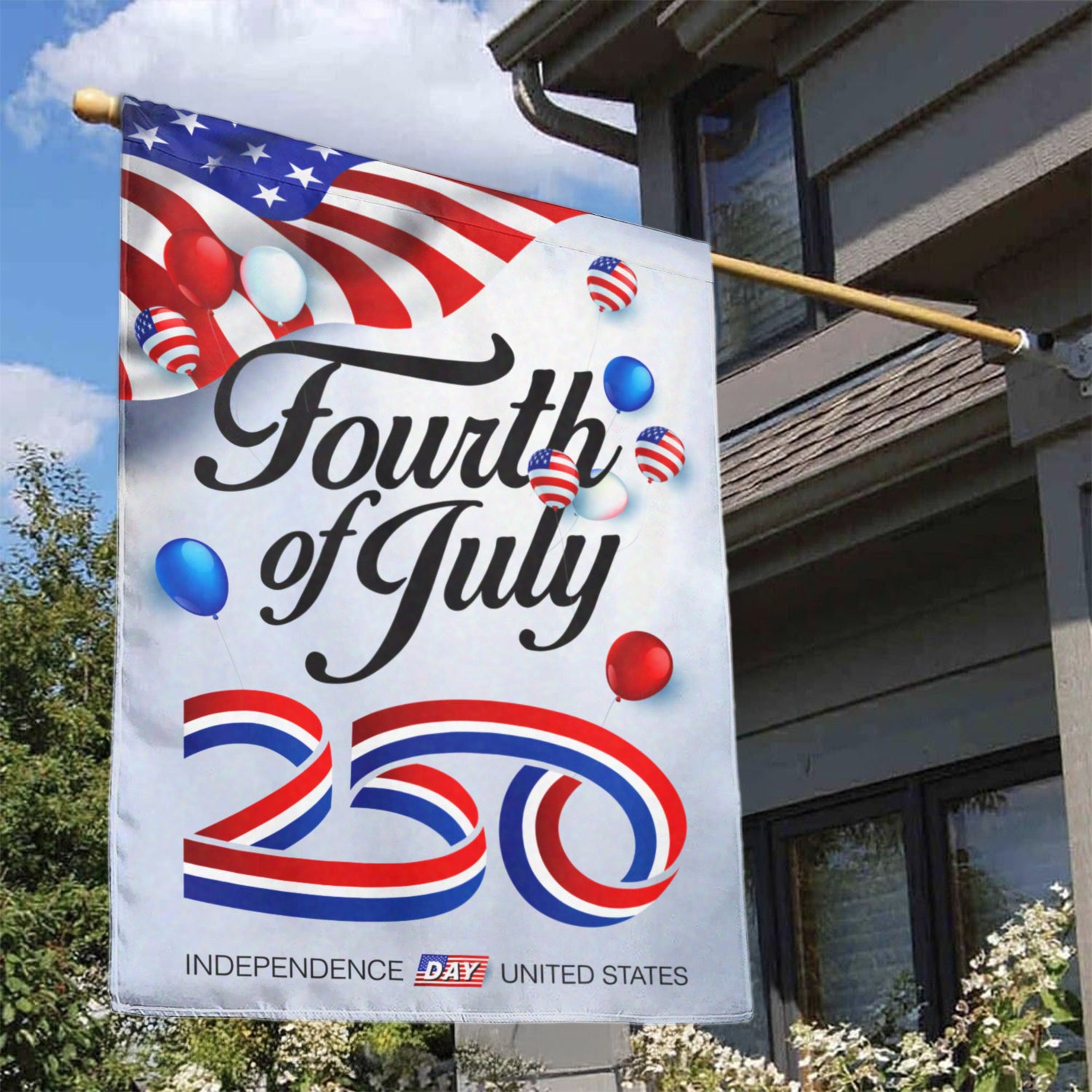 Fourth of July 250 House Flag 28''x40'' Twin-Side Printing