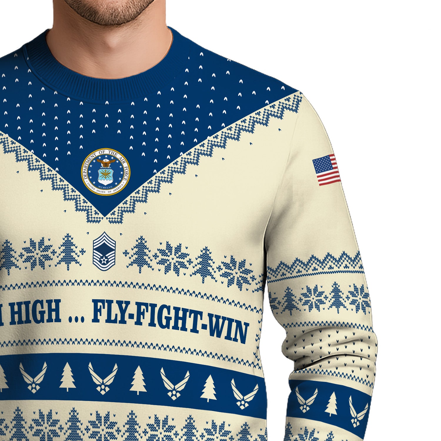 Custom Ranks US Air Force Ugly Christmas Sweater for Women Men TUST05