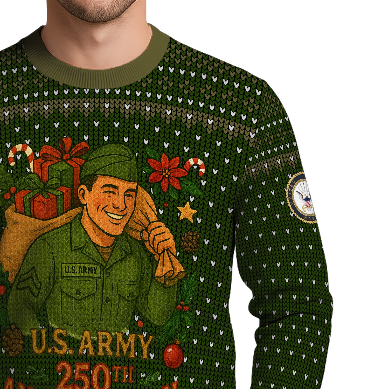 Personalized US Army Ugly Christmas Sweater TUST07