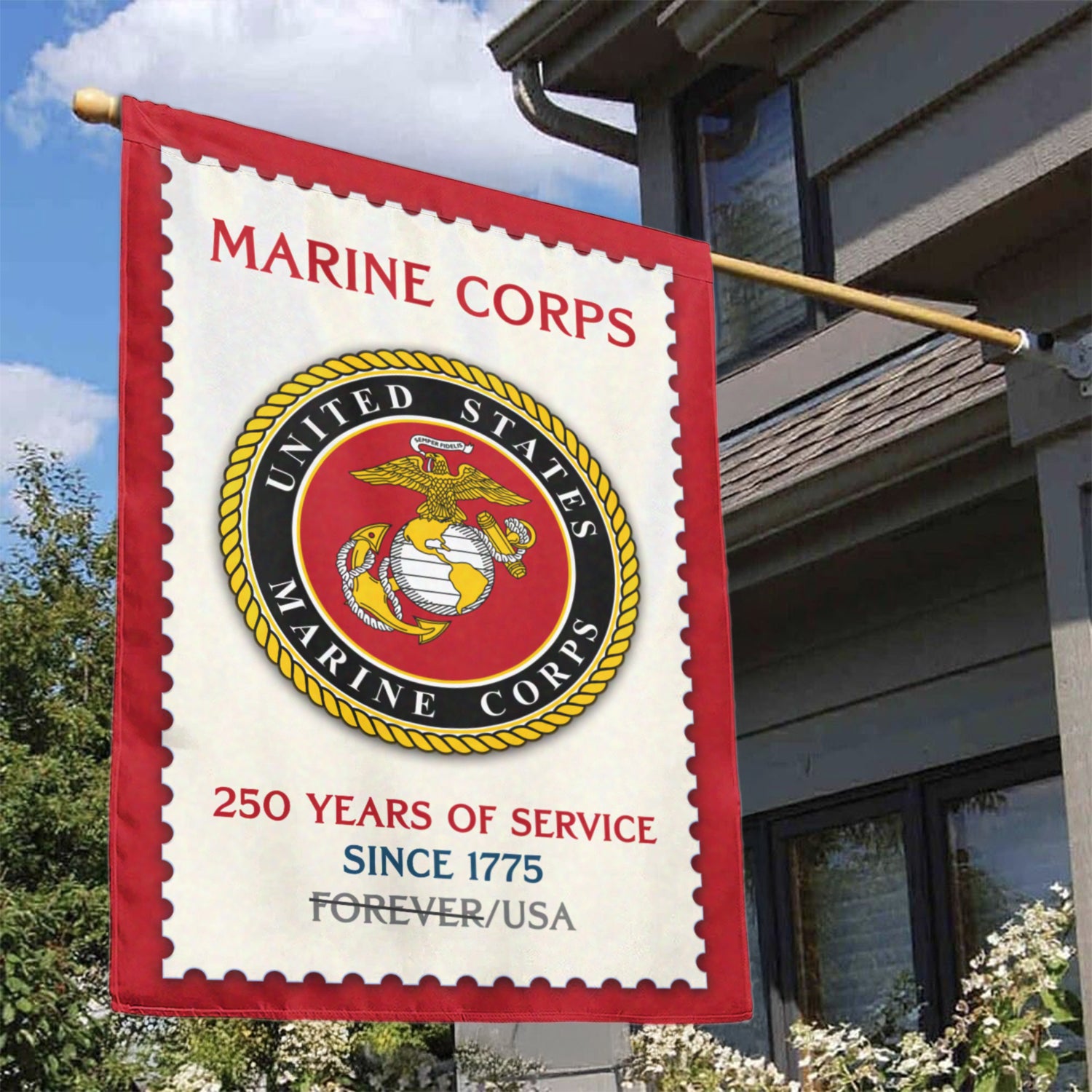 MARlNE 250 Years Of Service Since 1775 House Flag 28" x 40" Twin-Side Printing