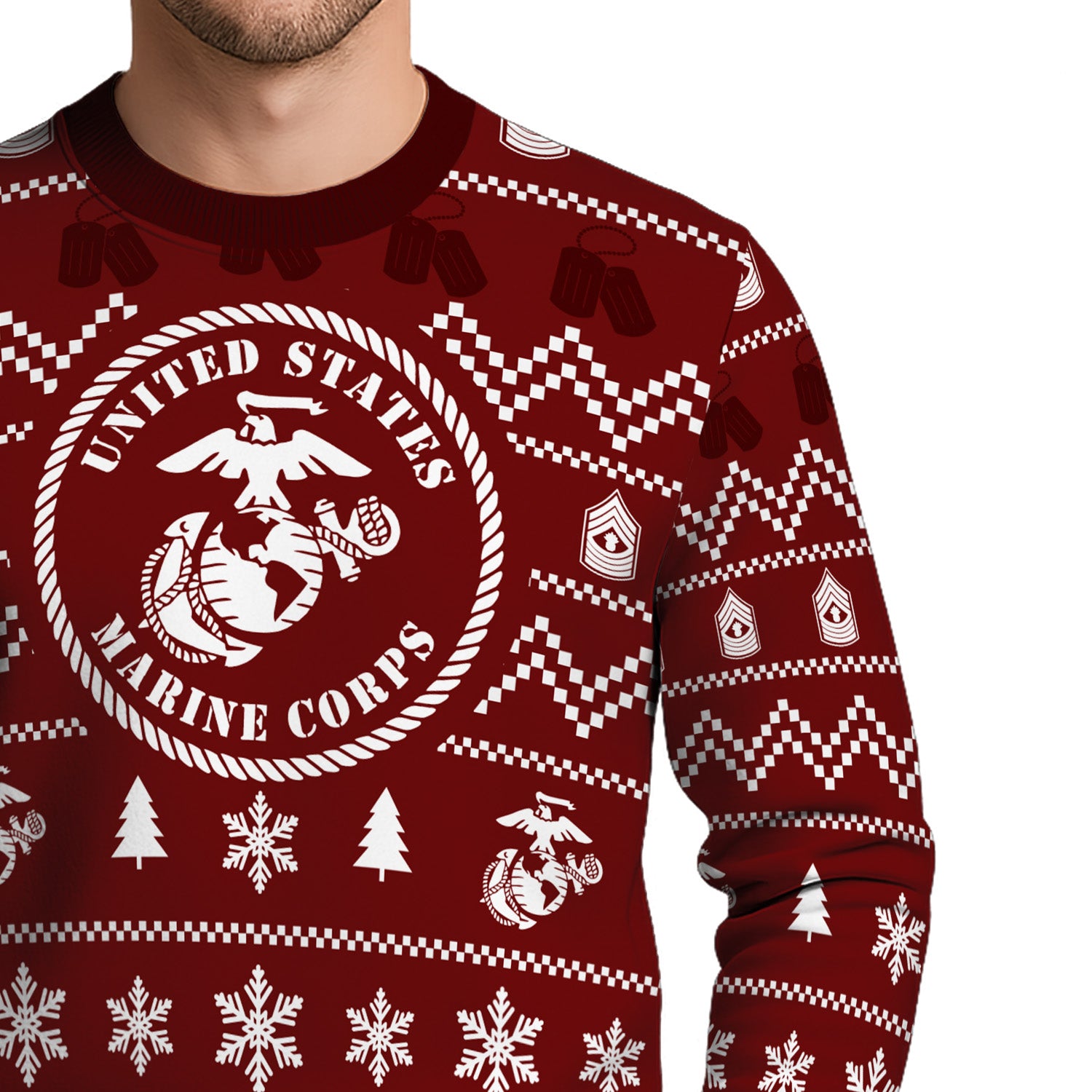 Custom Ranks USMC Ugly Christmas Sweater for Women Men TUST01