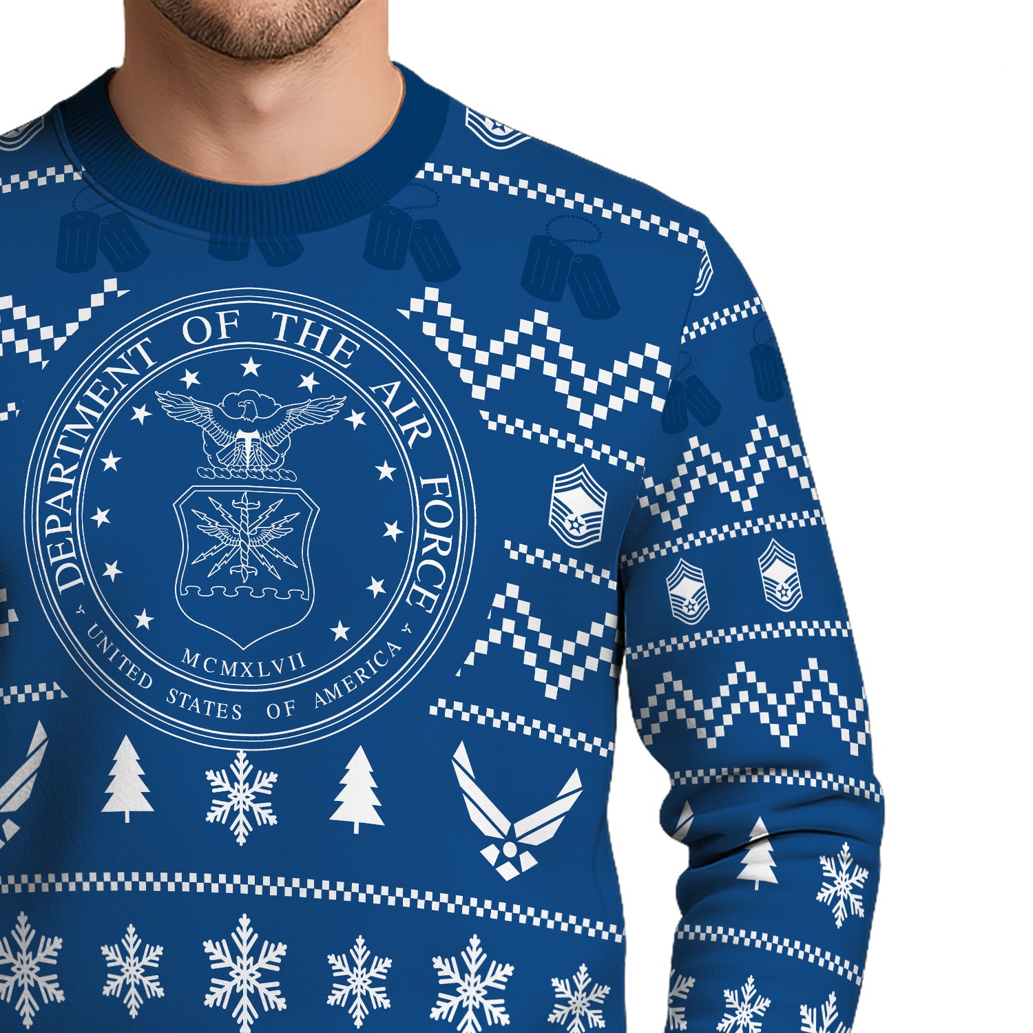 Custom Ranks US Air Force Ugly Christmas Sweater for Women Men TUST01