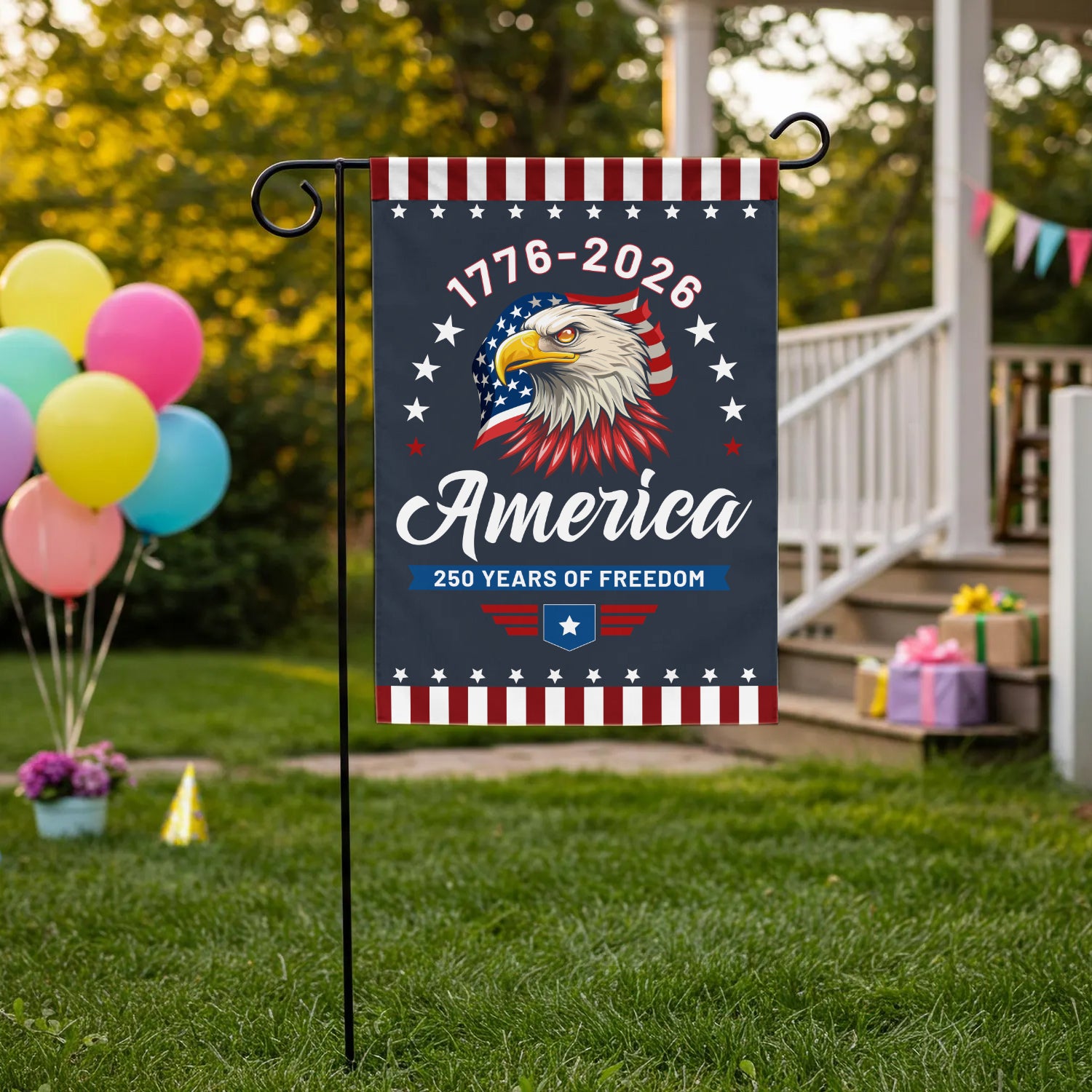 1776-2026 America 250 Years Of Freedom Garden Flag 12''x18'' Twin-Side Printing